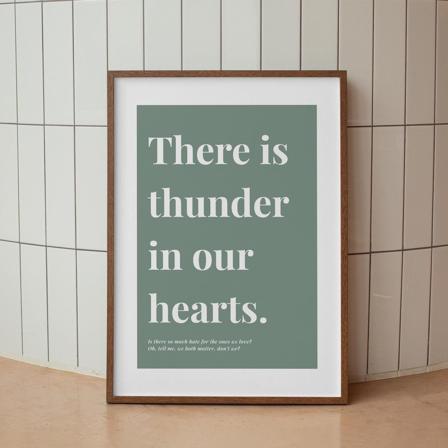 Running Up That Hill Lyric Inspired Print  Minimal Green Wall Art Music Quote Poster