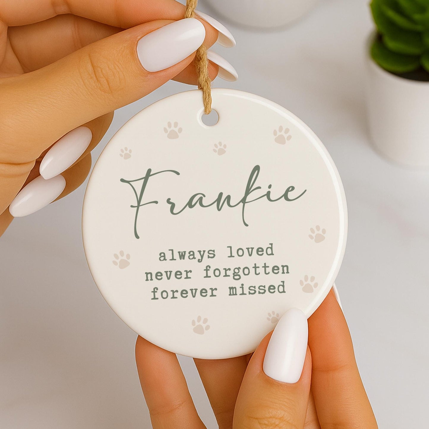 Personalised Pet Memorial Ornament  Always Loved Never Forgotten Paw Print Keepsake  Sympathy Gift