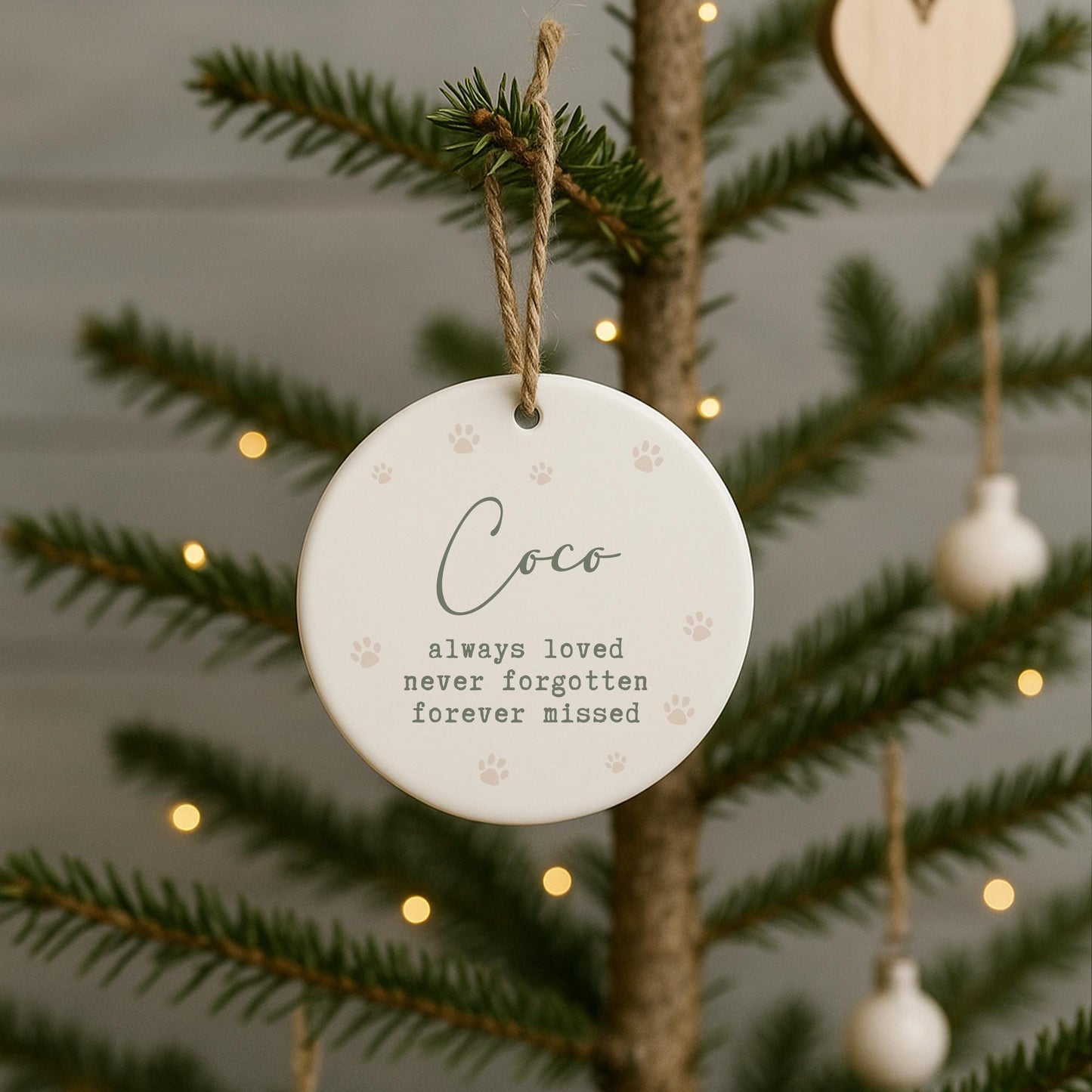 Personalised Pet Memorial Ornament  Always Loved Never Forgotten Paw Print Keepsake  Sympathy Gift