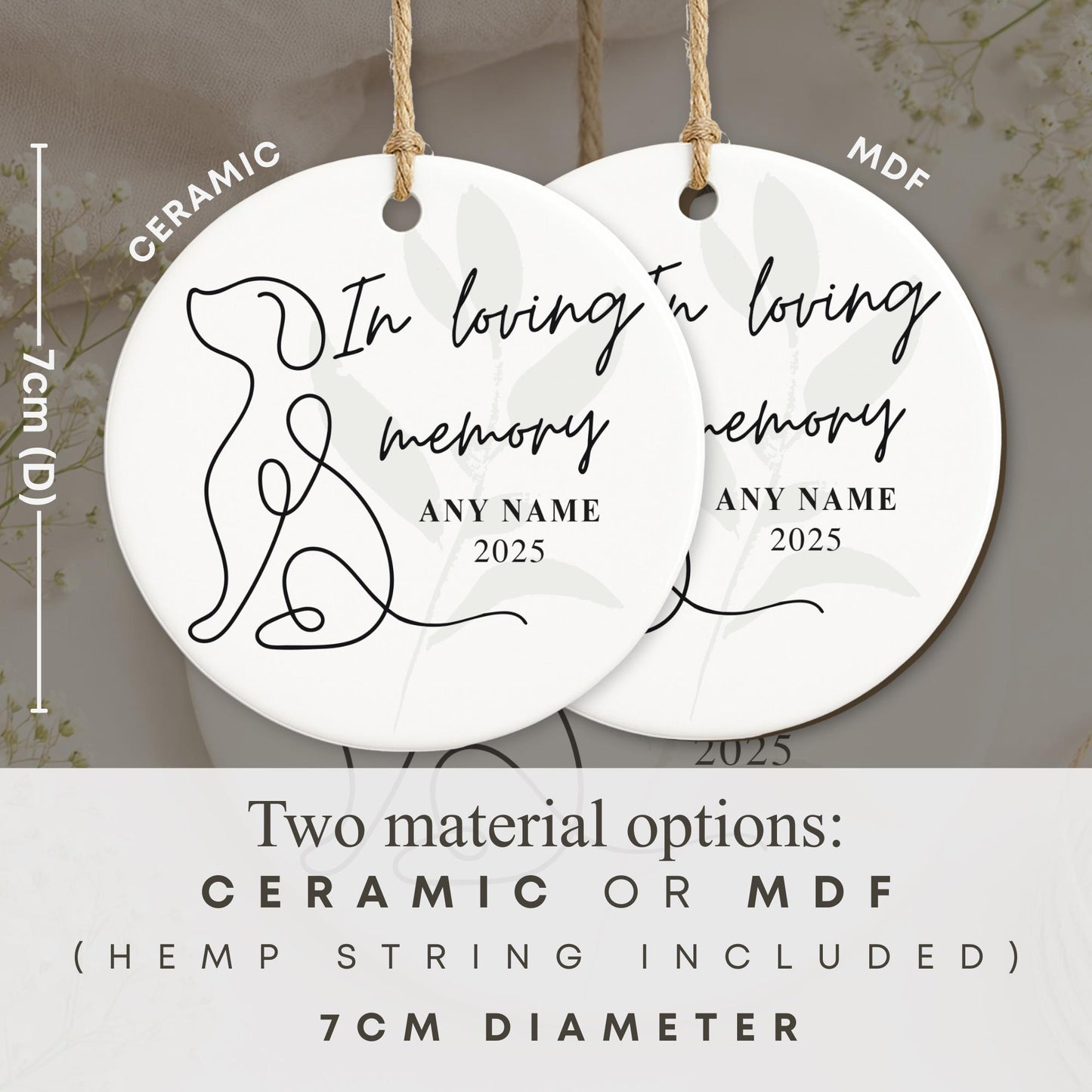 Personalised Dog Memorial Ornament  In Loving Memory Pet Remembrance Keepsake  Sympathy Gift