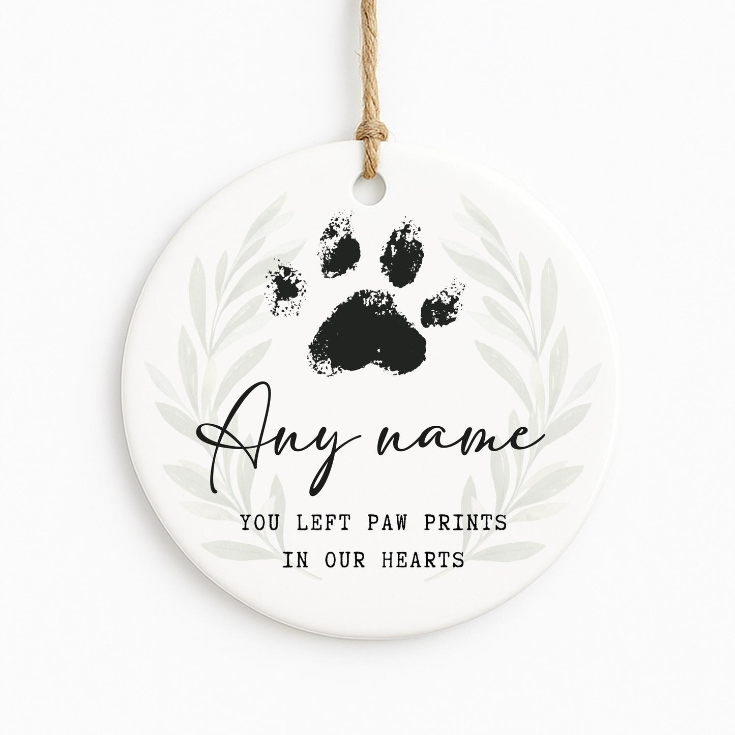 Personalised Pet Memorial Ornament  Paw Prints In Our Hearts Remembrance Keepsake  Sympathy Gift