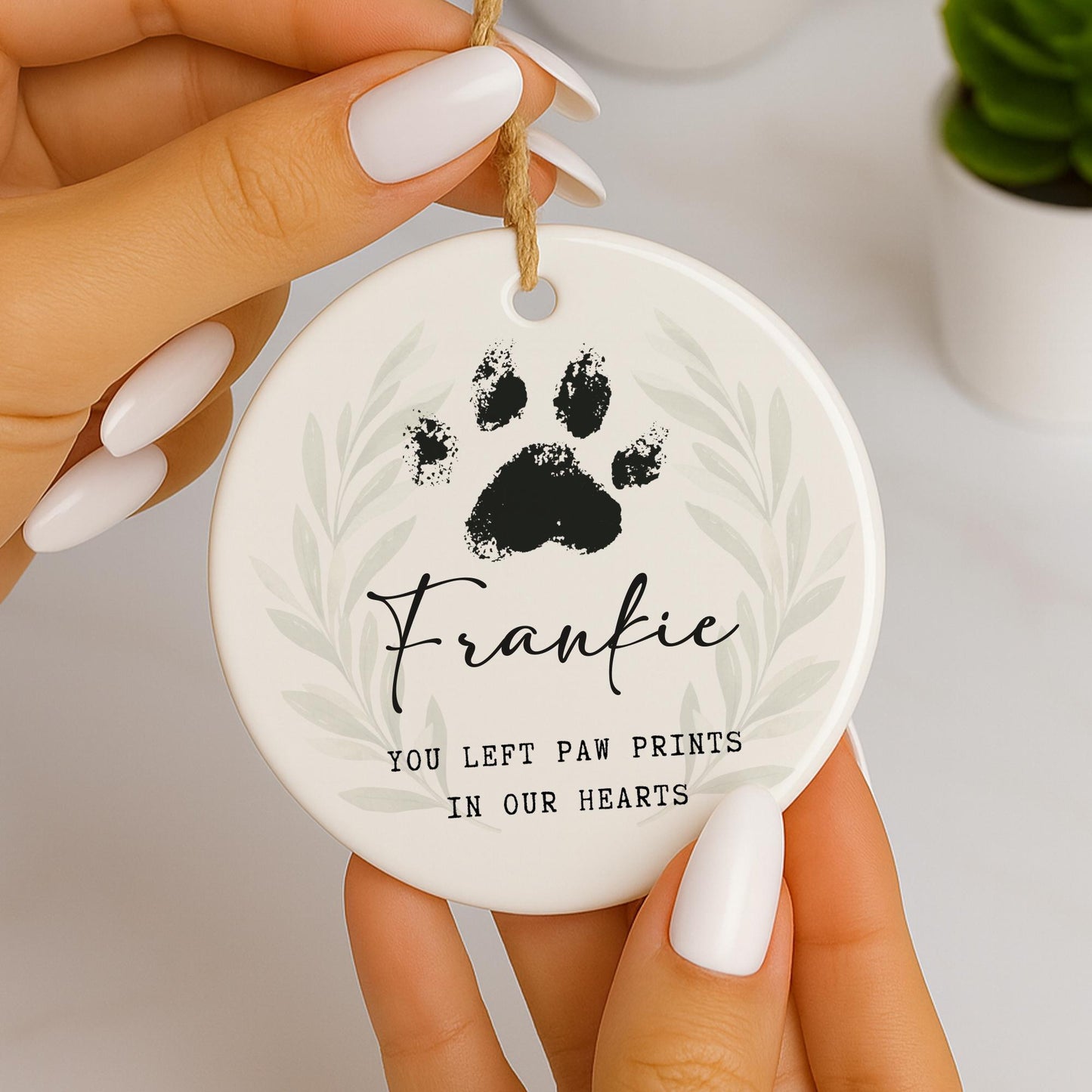 Personalised Pet Memorial Ornament  Paw Prints In Our Hearts Remembrance Keepsake  Sympathy Gift