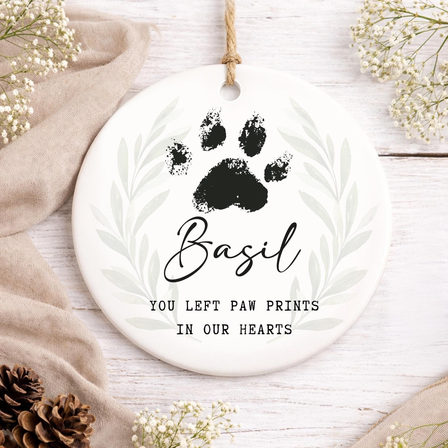 Personalised Pet Memorial Ornament  Paw Prints In Our Hearts Remembrance Keepsake  Sympathy Gift