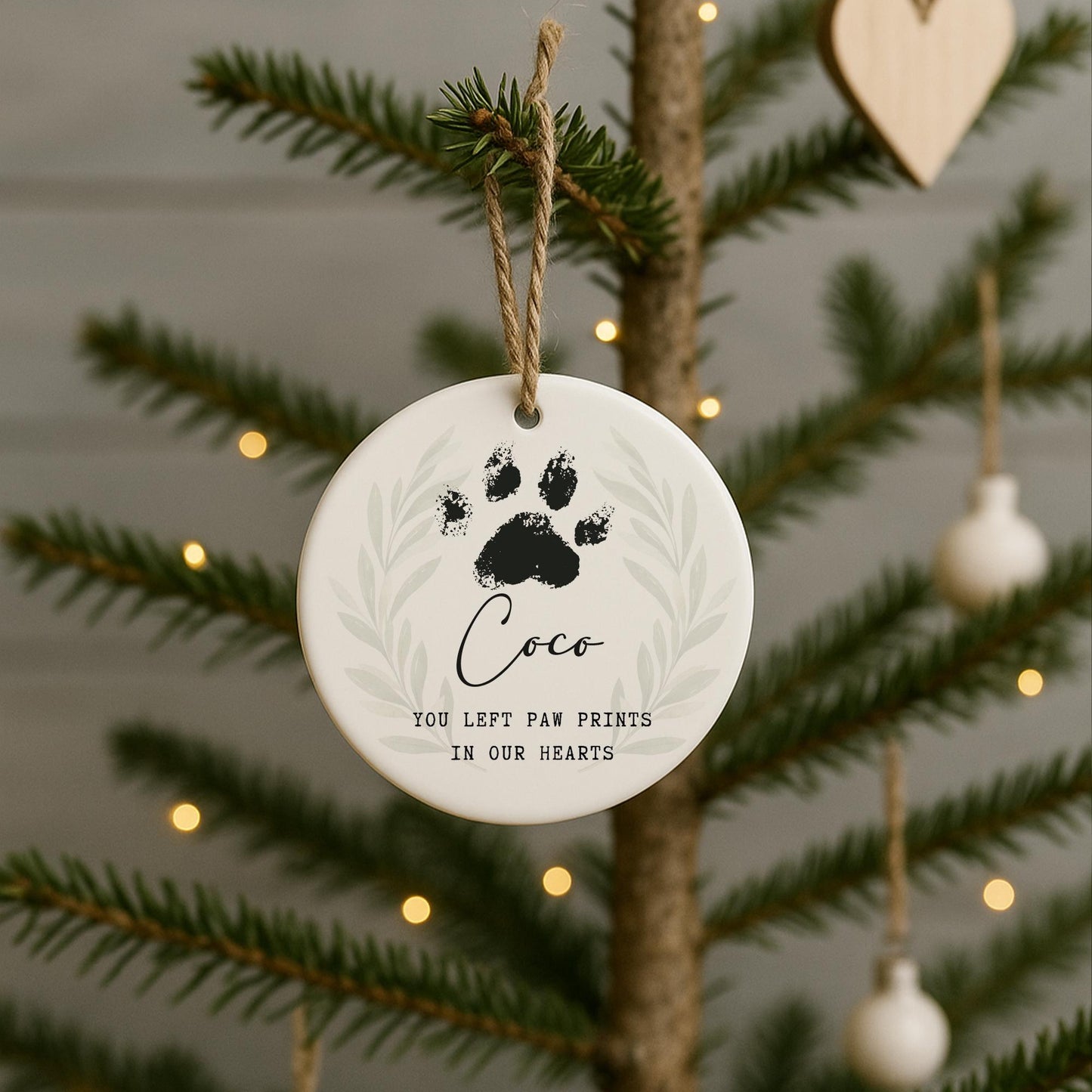 Personalised Pet Memorial Ornament  Paw Prints In Our Hearts Remembrance Keepsake  Sympathy Gift