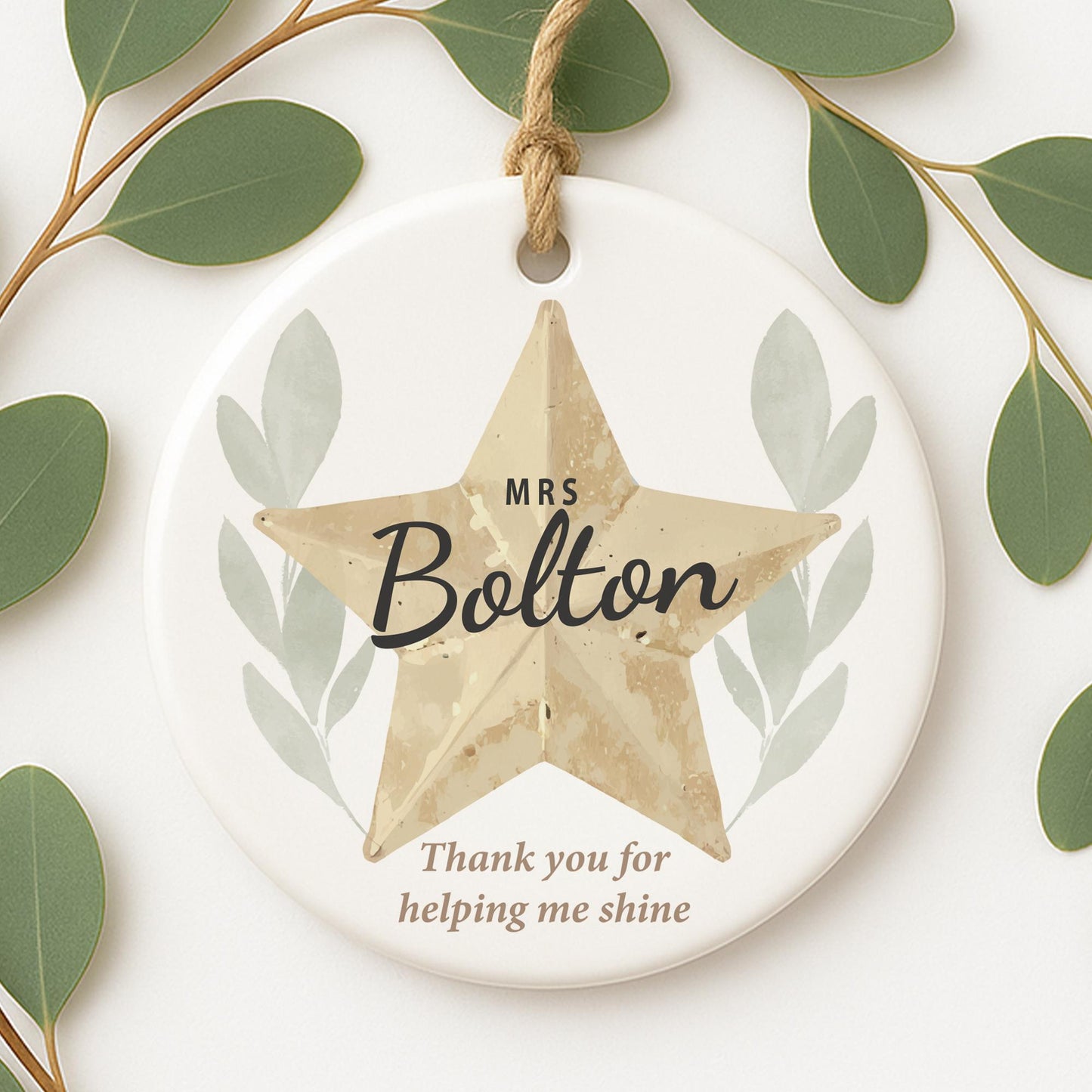 Thank You Teacher Gift  Personalised Helping Me Shine Ornament with Custom Name for Teacher Appreciation