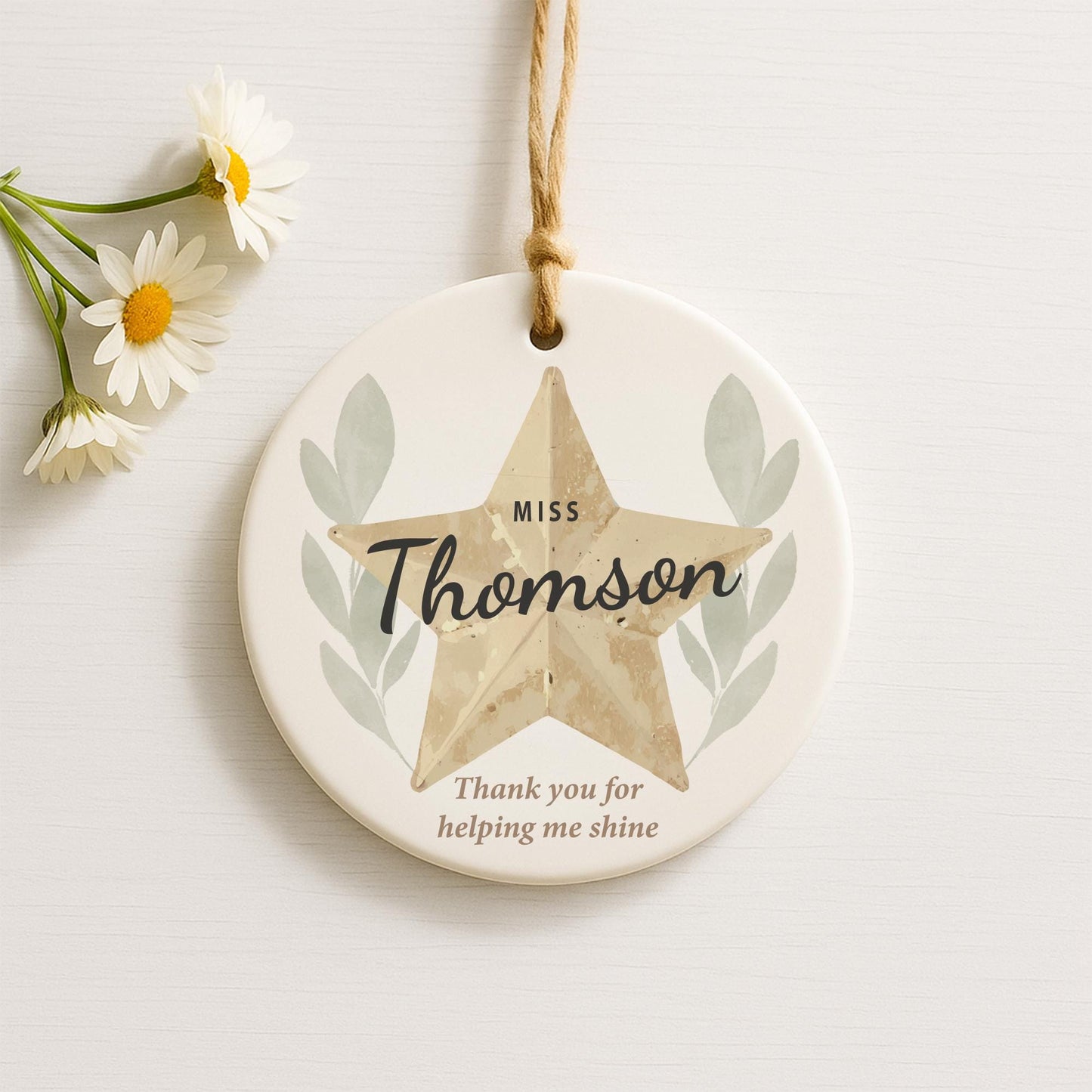 Thank You Teacher Gift  Personalised Helping Me Shine Ornament with Custom Name for Teacher Appreciation