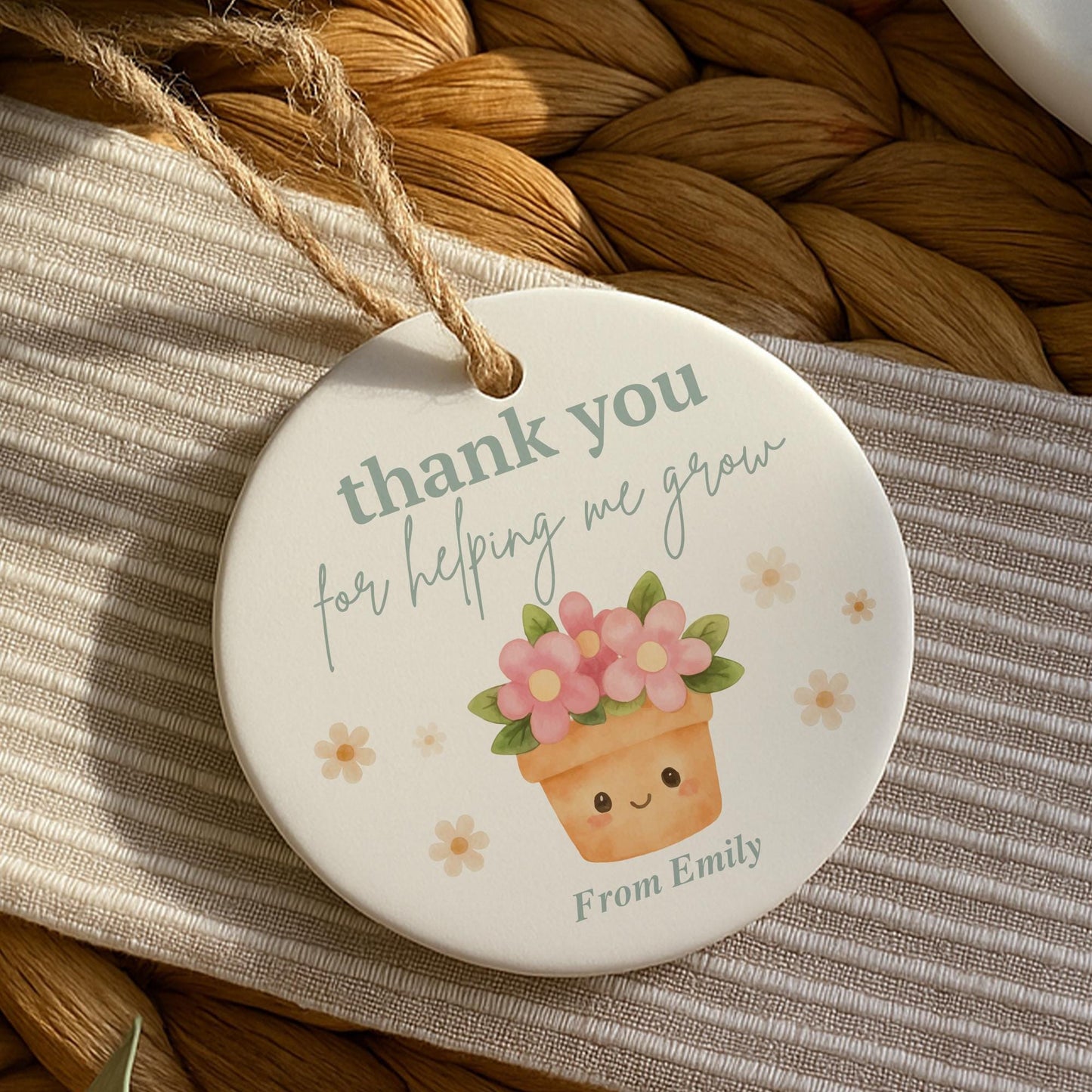 Thank You for Helping Me Grow Teacher Gift  Personalised Hanging Ornament