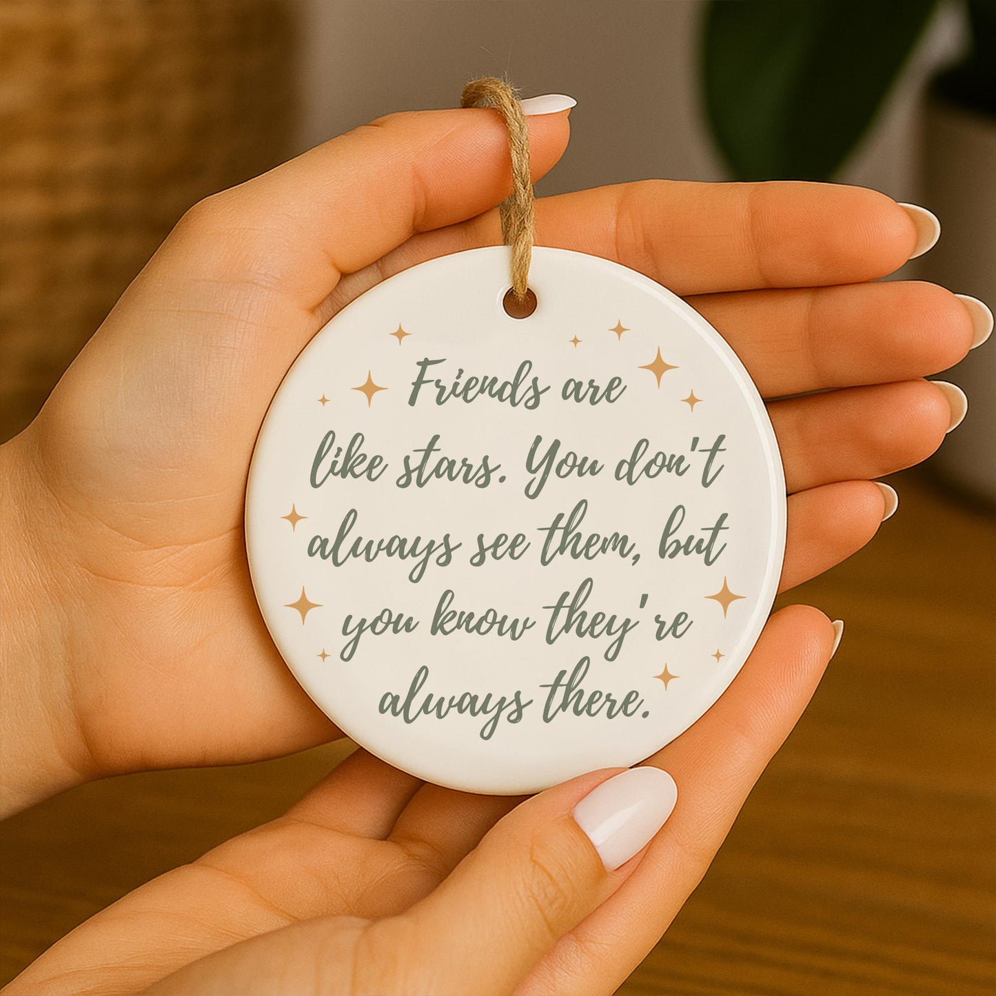 Friends Are Like Stars Hanging Ceramic Ornament  Meaningful Friendship Quote  Keepsake Gift for Friend