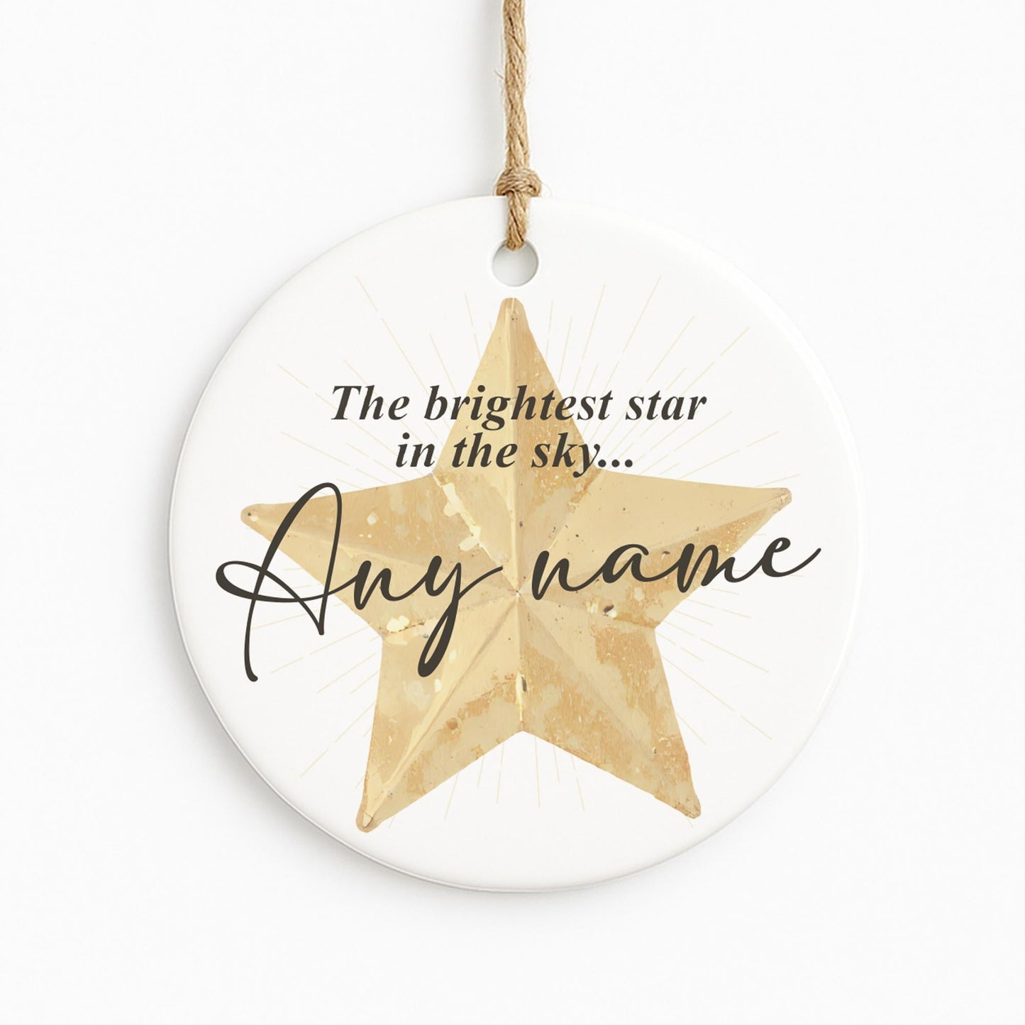 Personalised Memorial Hanging Ornament  Brightest Star Keepsake Christmas Decoration  Lost Loved One Gift