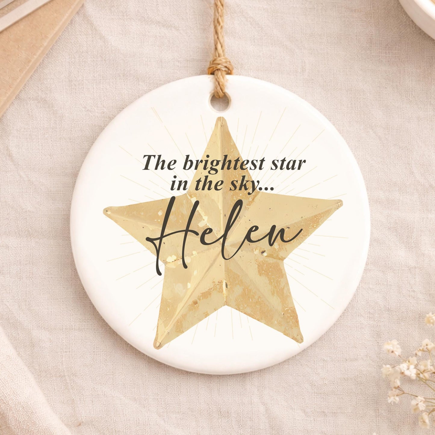 Personalised Memorial Hanging Ornament  Brightest Star Keepsake Christmas Decoration  Lost Loved One Gift