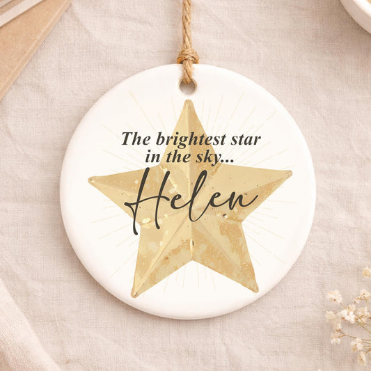 Personalised Memorial Hanging Ornament  Brightest Star Keepsake Christmas Decoration  Lost Loved One Gift