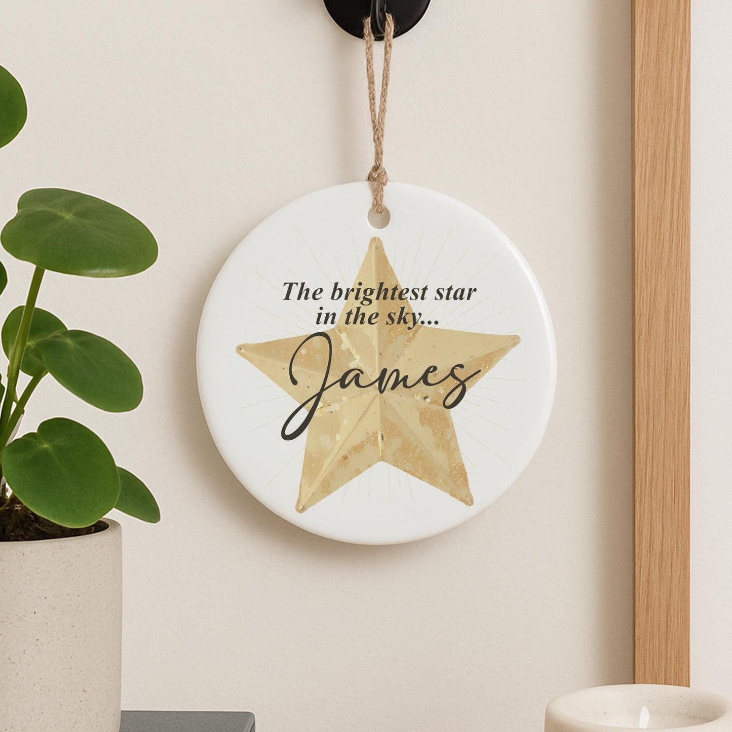 Personalised Memorial Hanging Ornament  Brightest Star Keepsake Christmas Decoration  Lost Loved One Gift