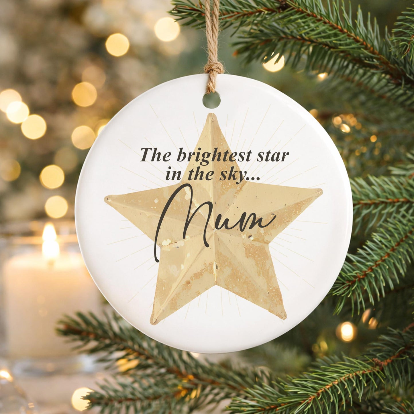 Personalised Memorial Hanging Ornament  Brightest Star Keepsake Christmas Decoration  Lost Loved One Gift
