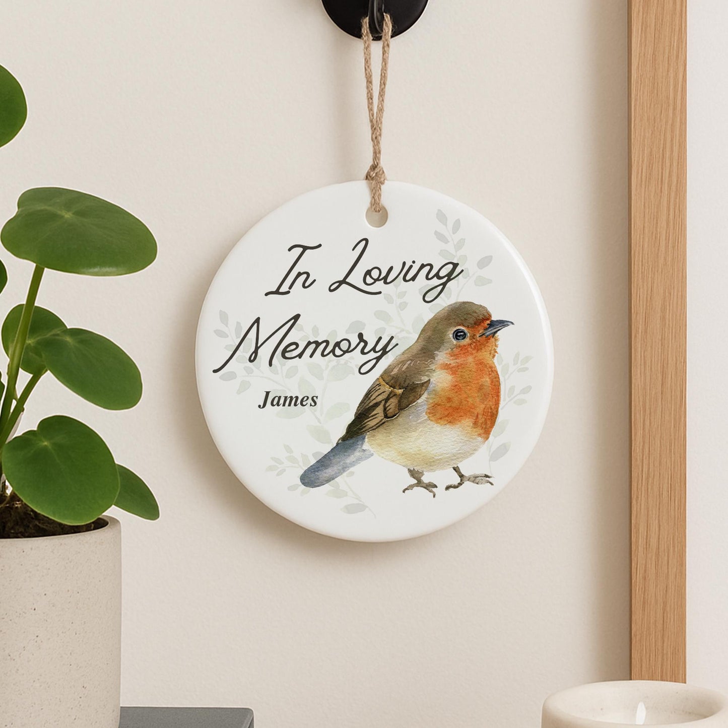 Personalised In Loving Memory Robin Ornament  Memorial Hanging Keepsake Gift  Lost Loved One Sympathy Gift