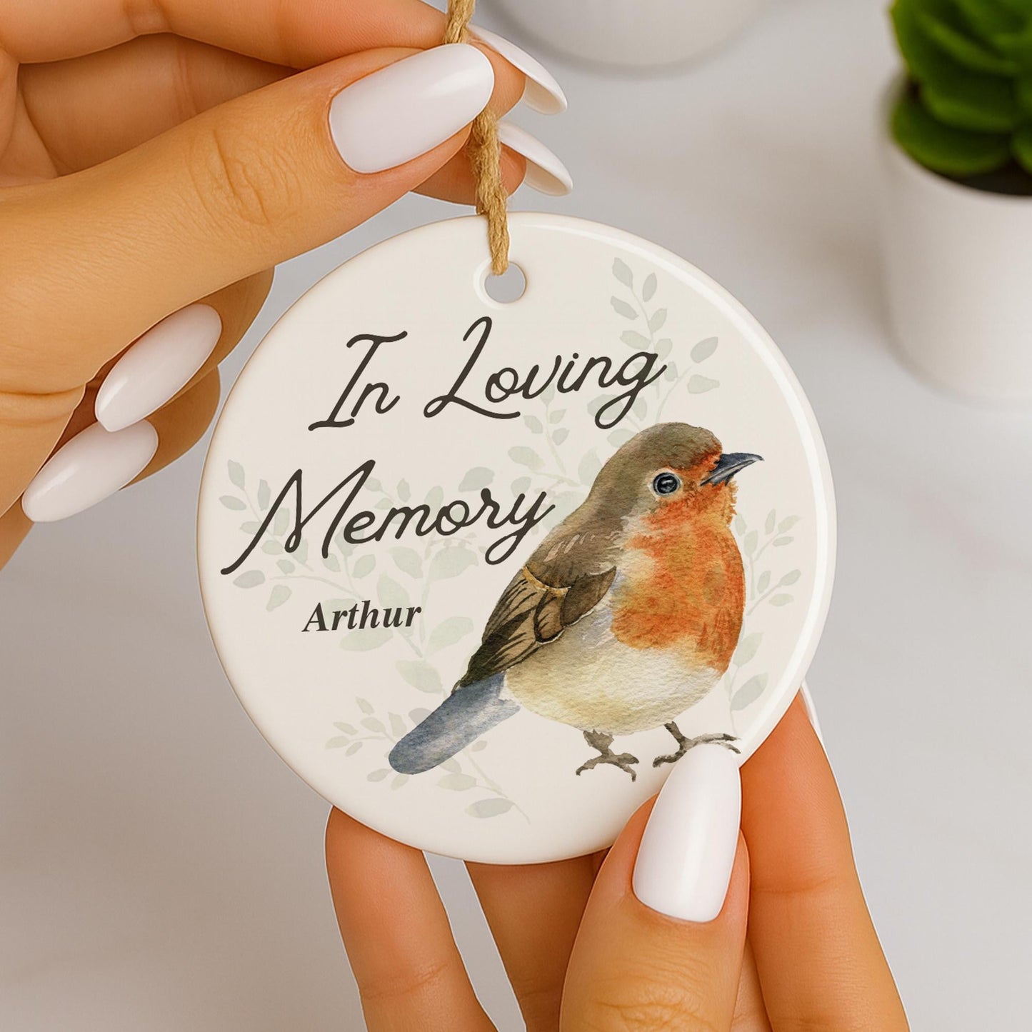 Personalised In Loving Memory Robin Ornament  Memorial Hanging Keepsake Gift  Lost Loved One Sympathy Gift