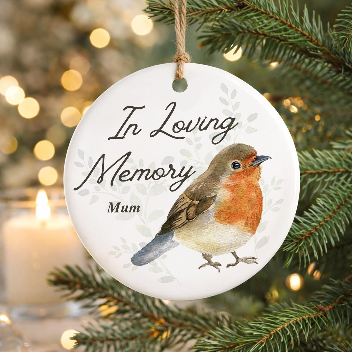 Personalised In Loving Memory Robin Ornament  Memorial Hanging Keepsake Gift  Lost Loved One Sympathy Gift