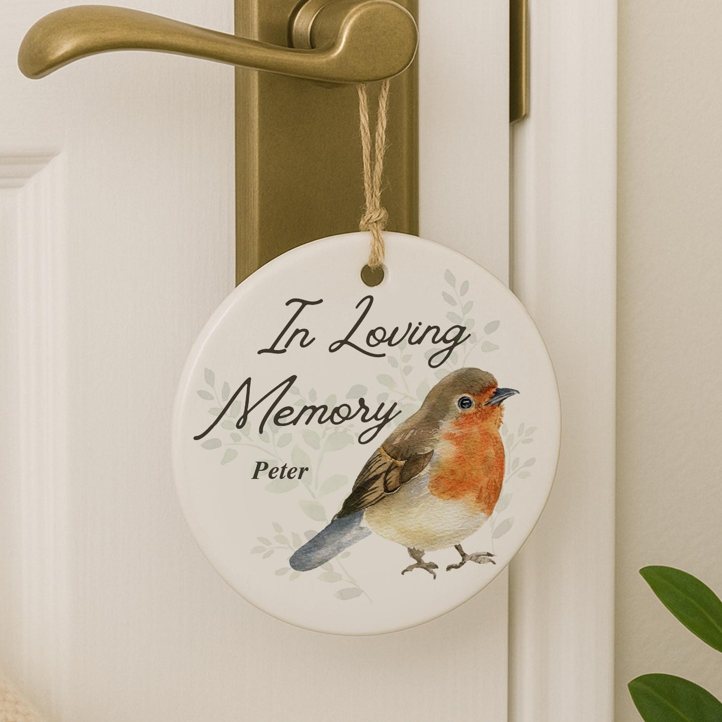 Personalised In Loving Memory Robin Ornament  Memorial Hanging Keepsake Gift  Lost Loved One Sympathy Gift