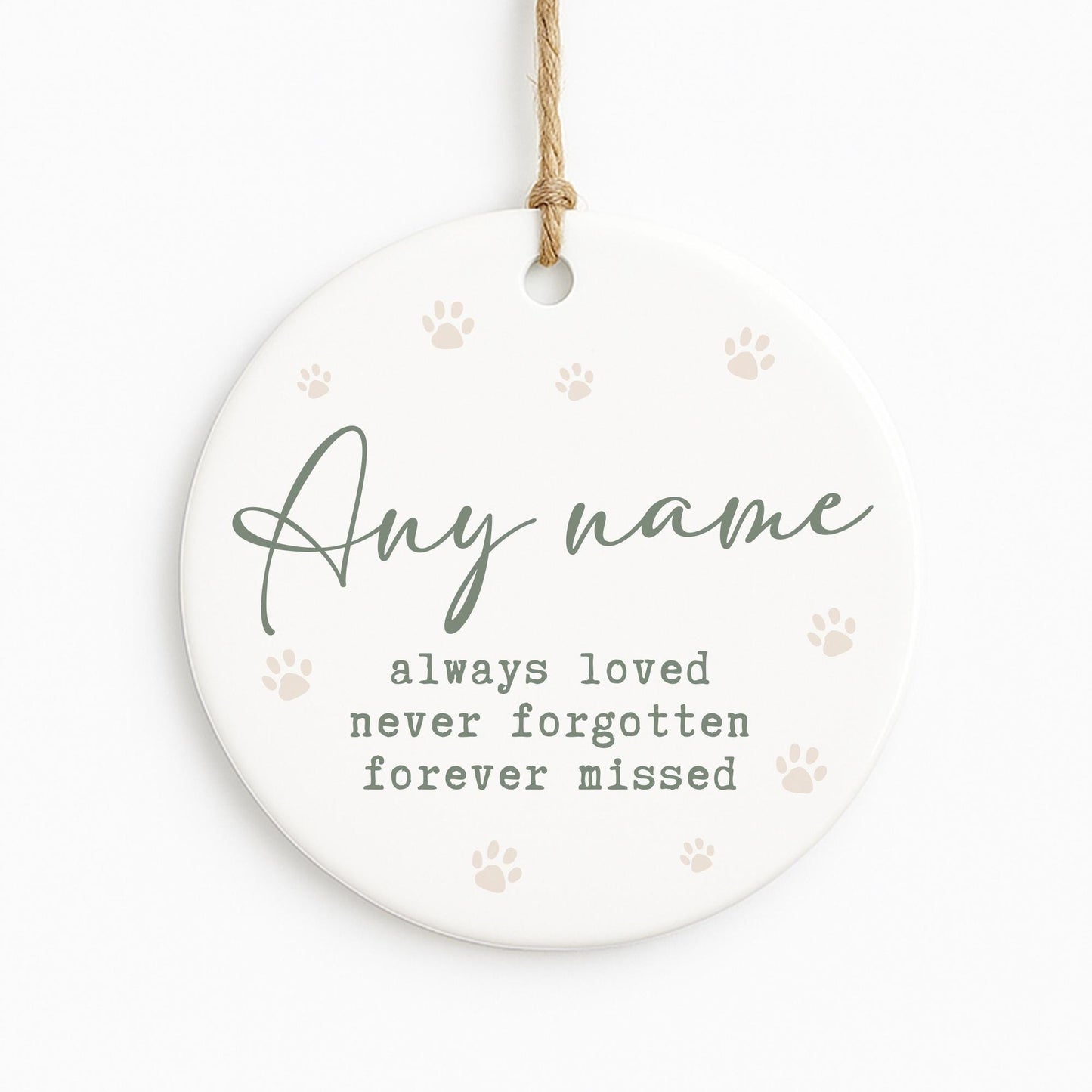 Personalised Pet Memorial Ornament  Always Loved Never Forgotten Paw Print Keepsake  Sympathy Gift