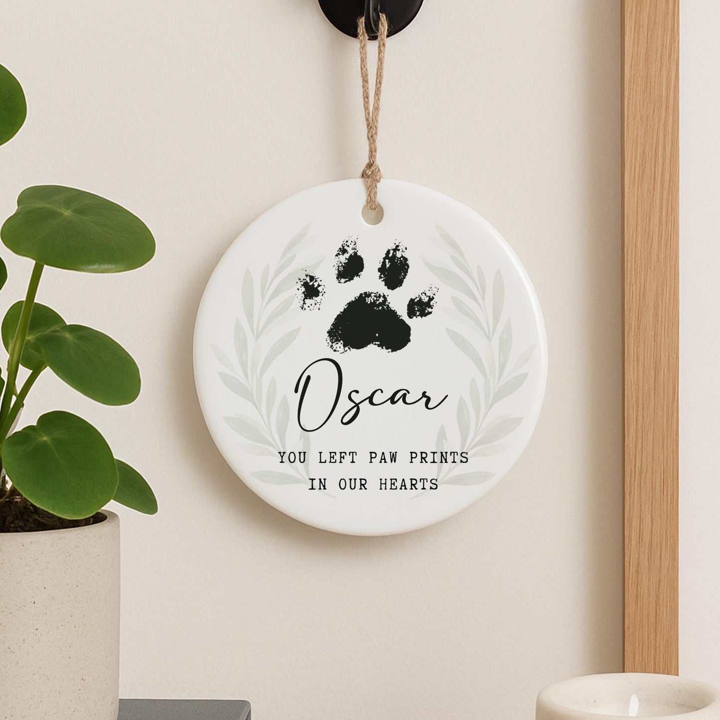 Personalised Pet Memorial Ornament  Paw Prints In Our Hearts Remembrance Keepsake  Sympathy Gift