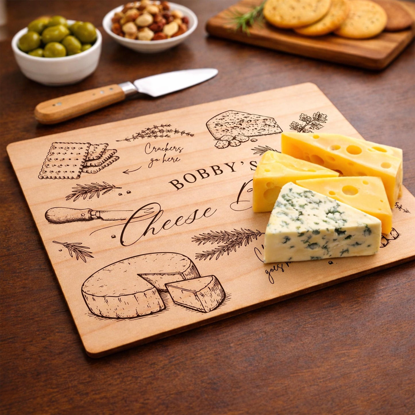 Personalised Wooden Cheese Board with Name  Custom Engraved Cheese Board Gift