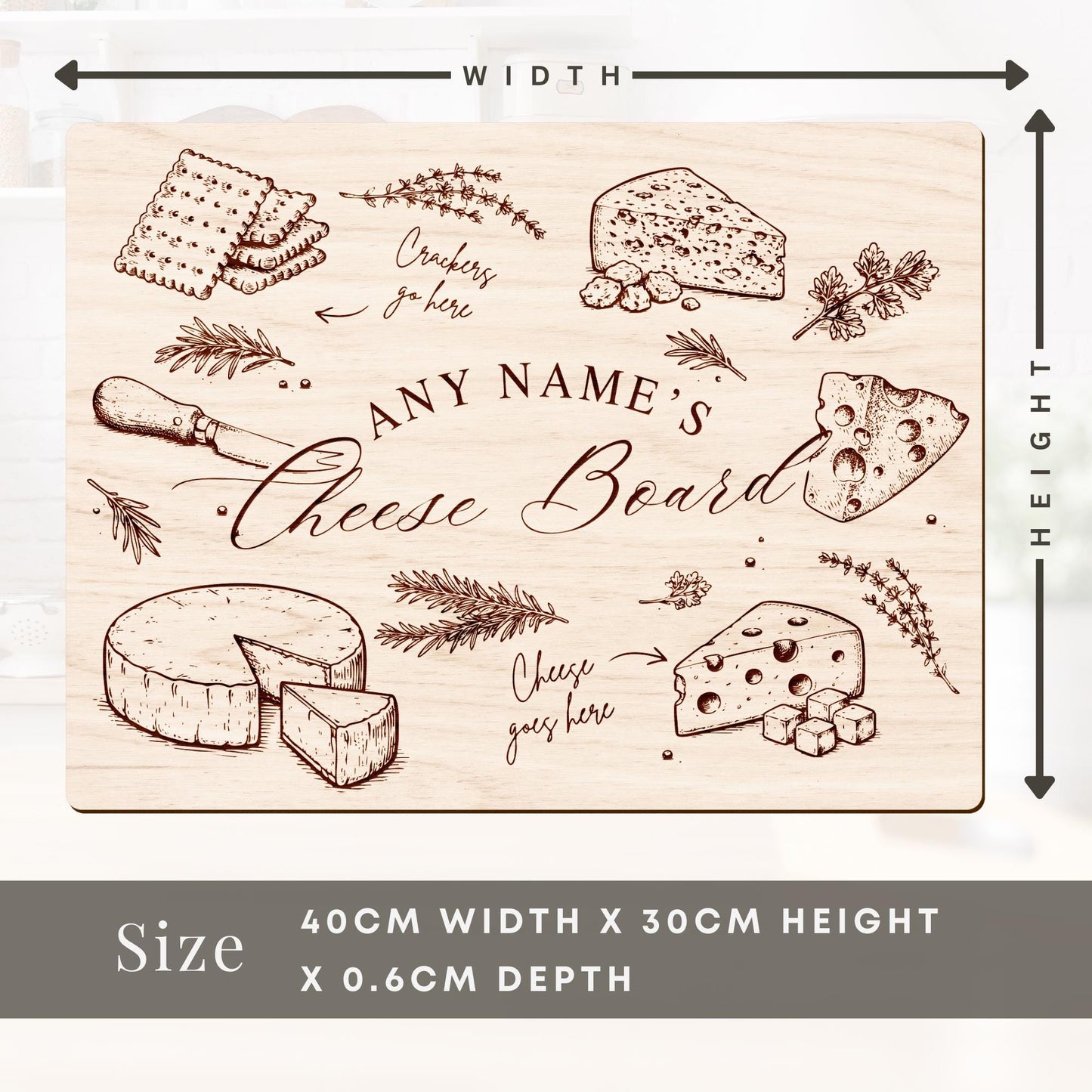 Personalised Wooden Cheese Board with Name  Custom Engraved Cheese Board Gift