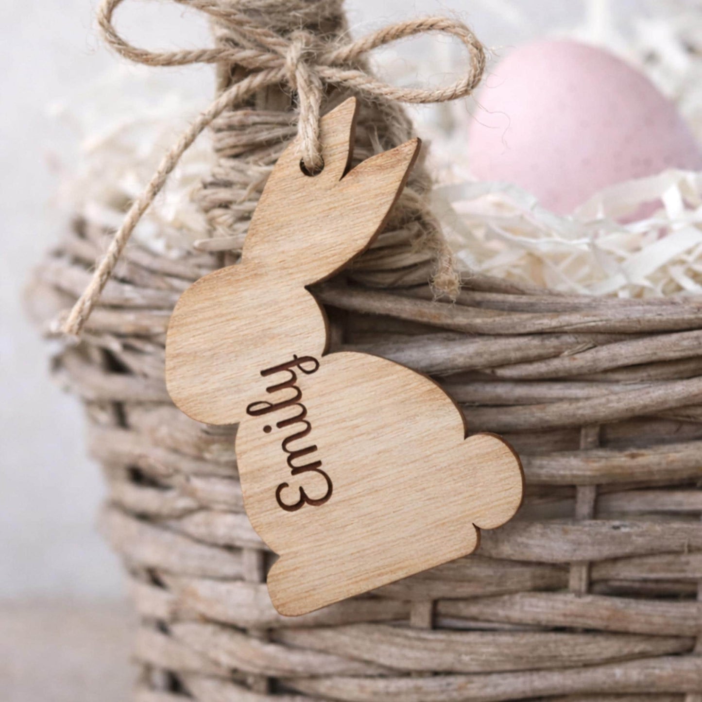 Personalised Easter Bunny Tag | Wooden Easter Basket Name Tag | Custom Easter Gift