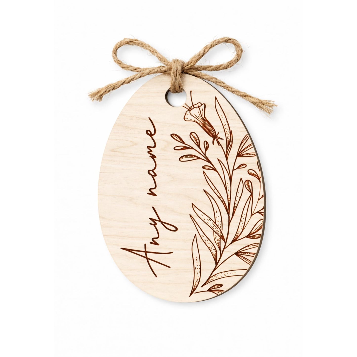 Personalised Easter Basket Tag | Wooden Floral Easter Egg Name Tag | Egg Design 3