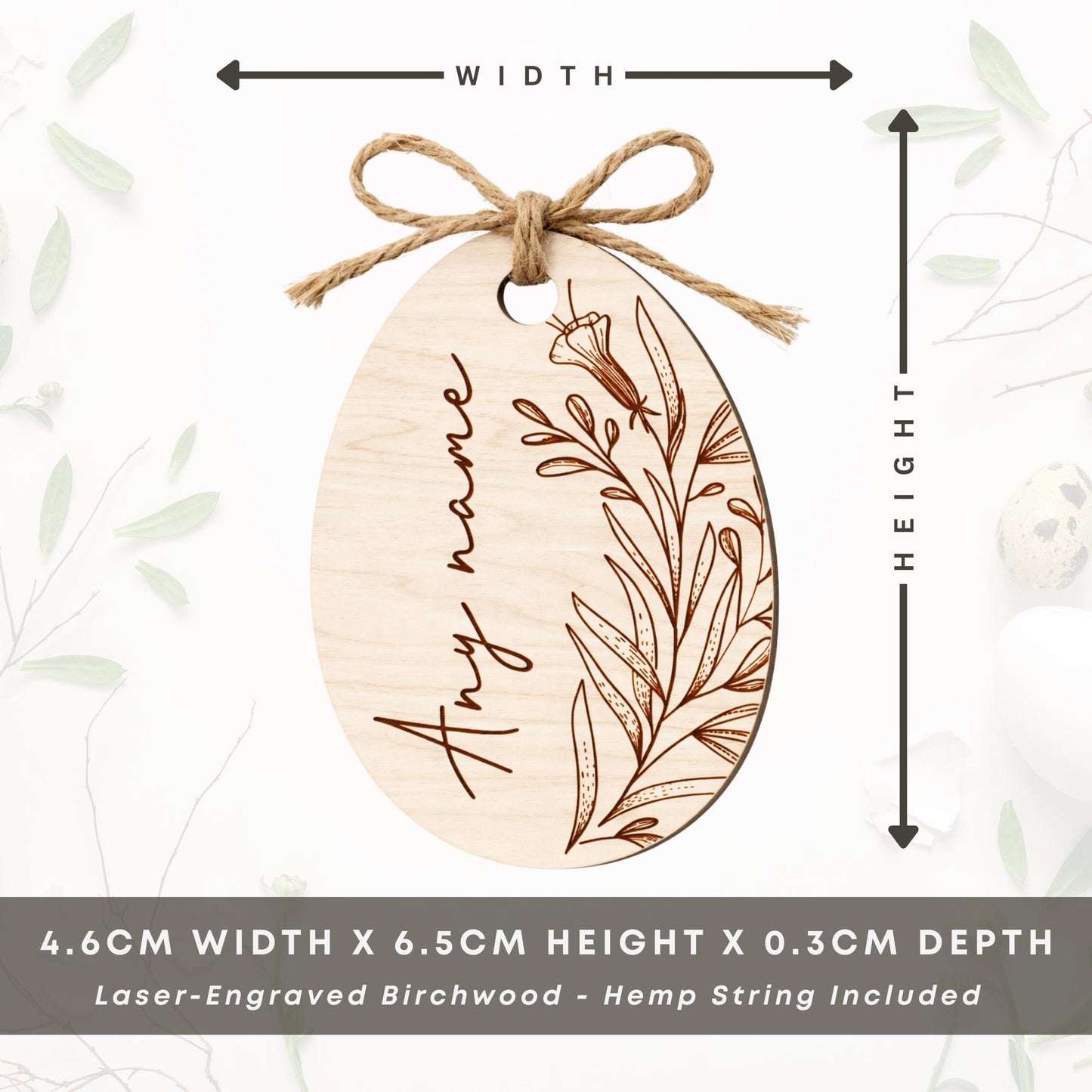Personalised Easter Basket Tag | Wooden Floral Easter Egg Name Tag | Egg Design 3