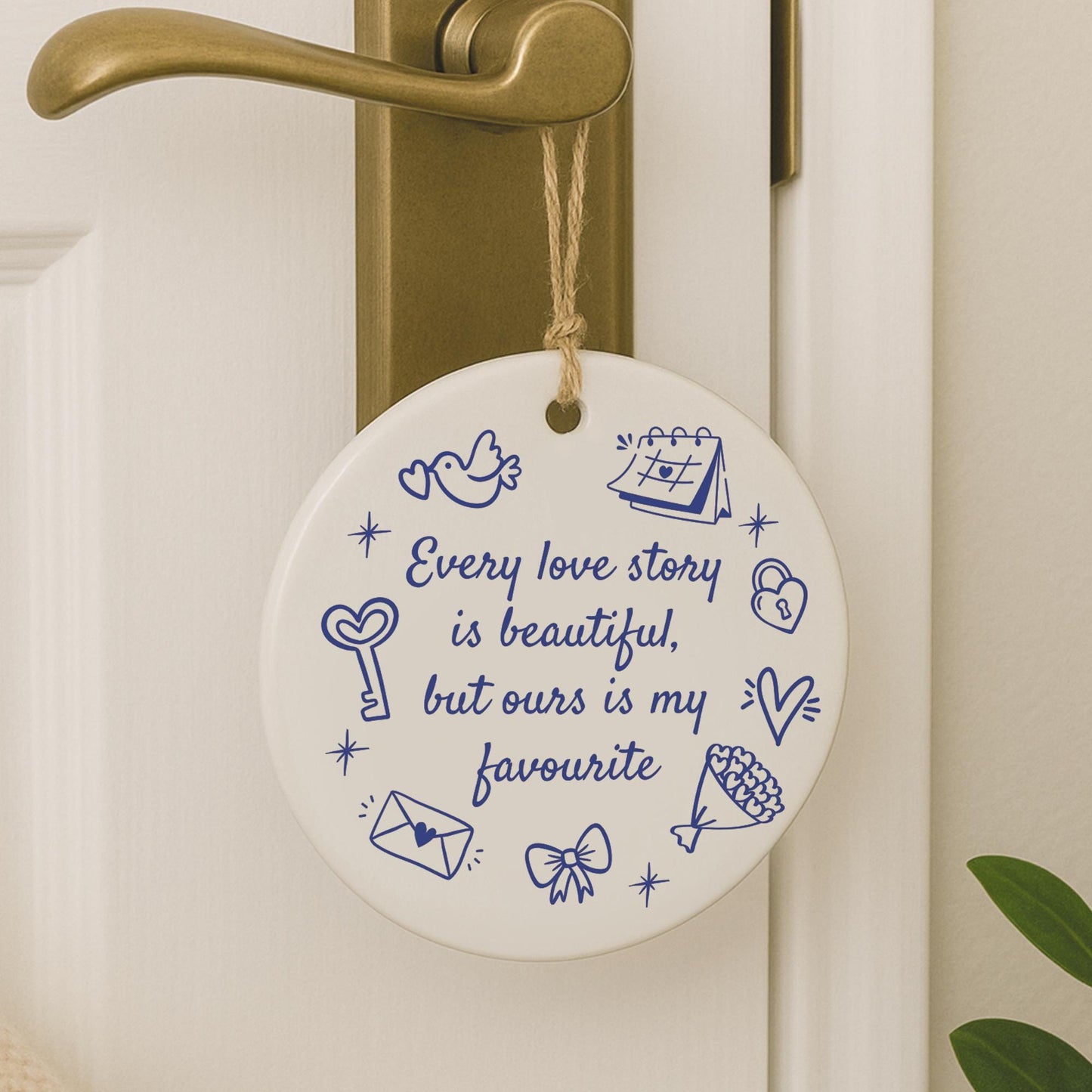 Valentines Day Gift | Every Love Story Quote Hanging Ornament | Thoughtful Couple Keepsake Anniversary Gift