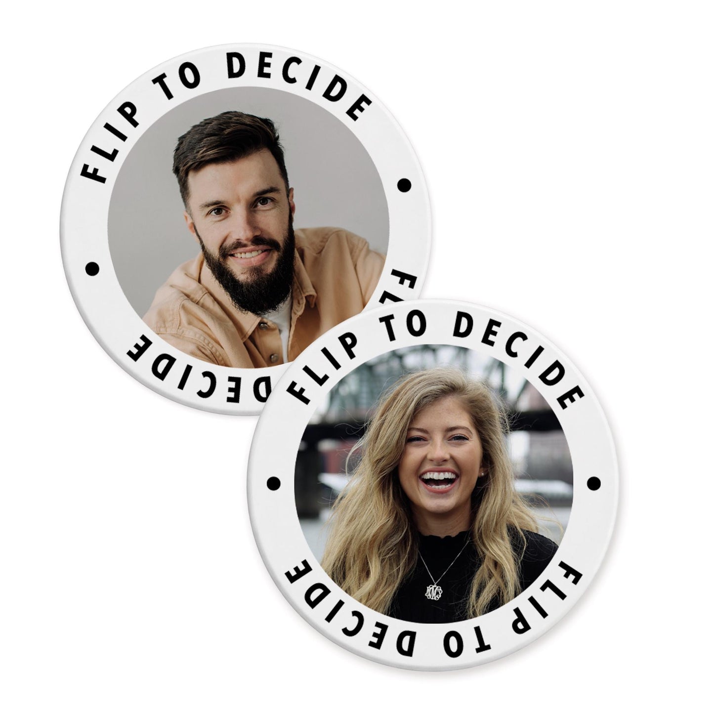 Personalised Decision Coin: Custom Photos, Fate Flip Token for Couples, Gift for Valentine's