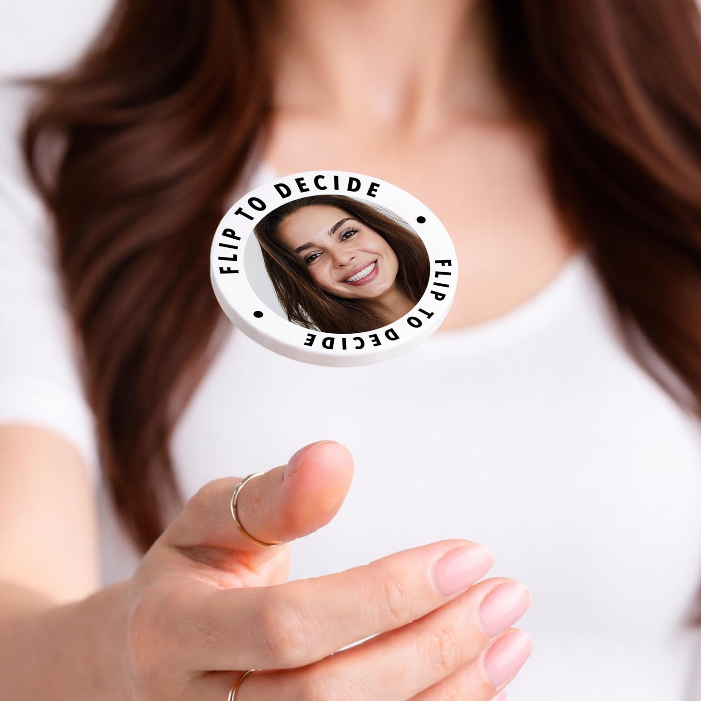 Personalised Decision Coin: Custom Photos, Fate Flip Token for Couples, Gift for Valentine's