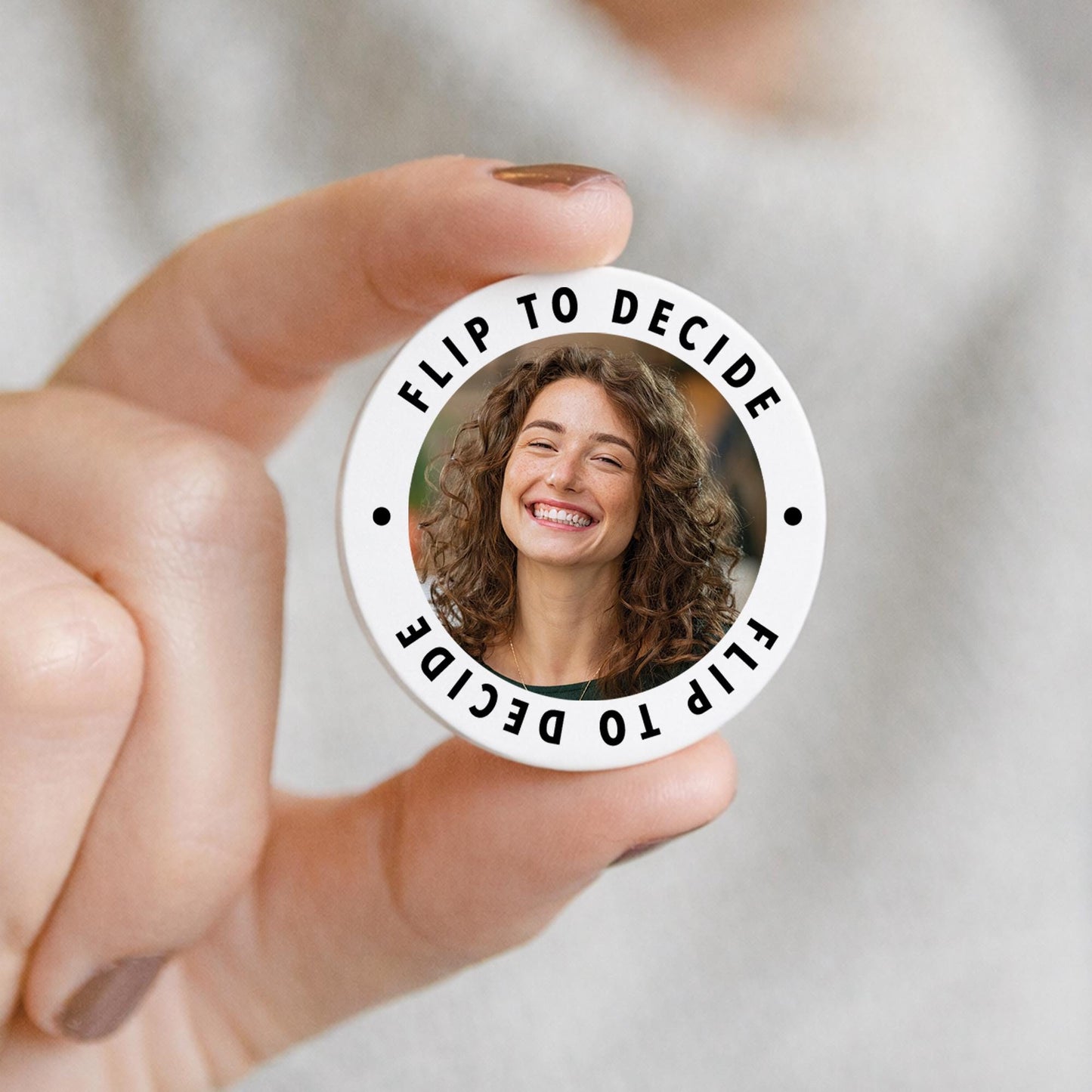 Personalised Decision Coin: Custom Photos, Fate Flip Token for Couples, Gift for Valentine's