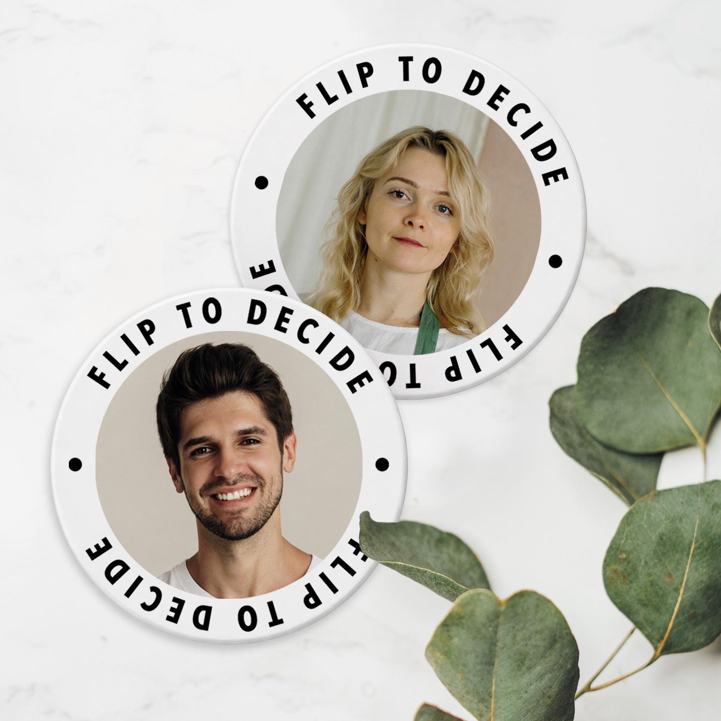 Personalised Decision Coin: Custom Photos, Fate Flip Token for Couples, Gift for Valentine's