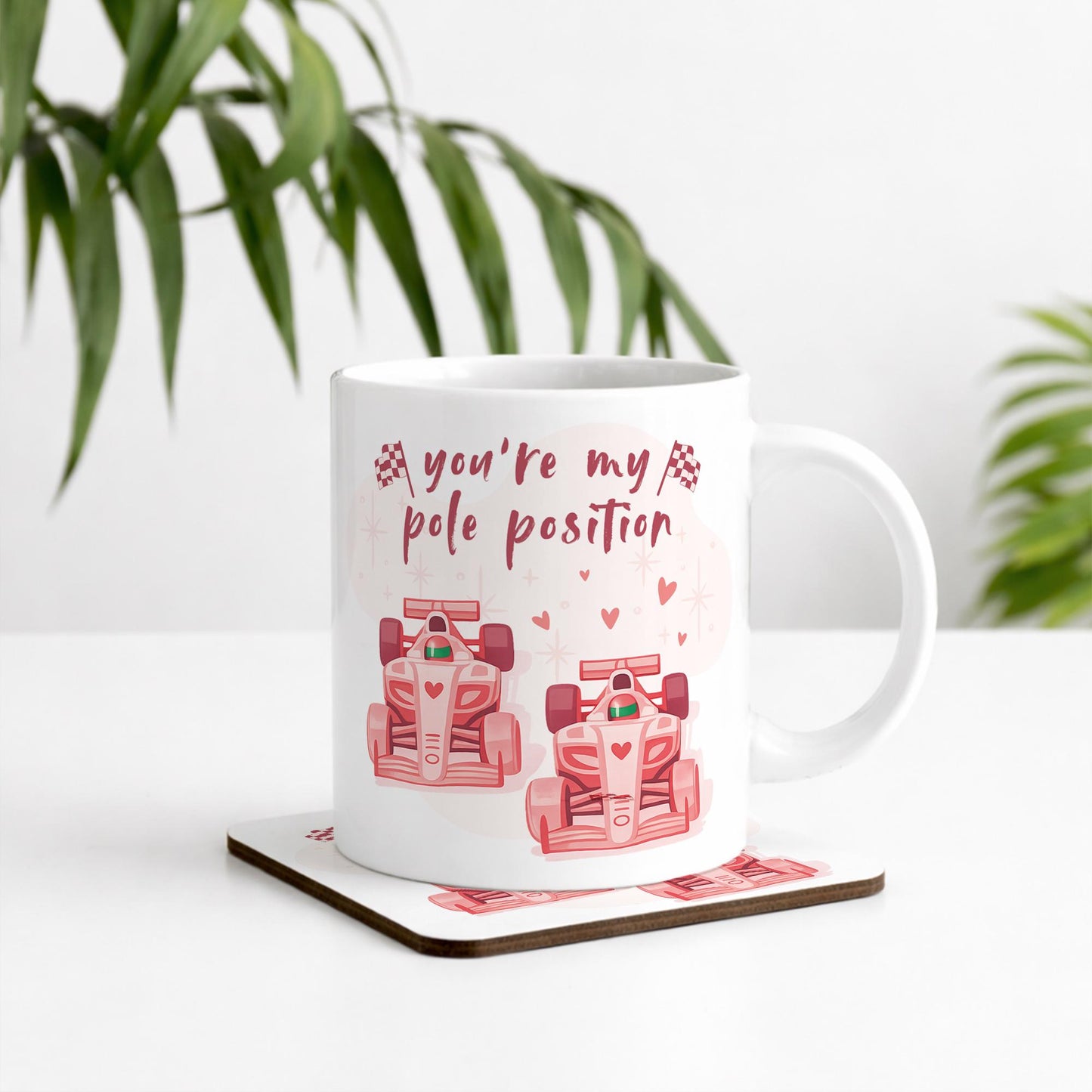 Valentines Formula 1 Mug and Coaster Gift Set | For F1 Lover | 'You're My Pole Position'