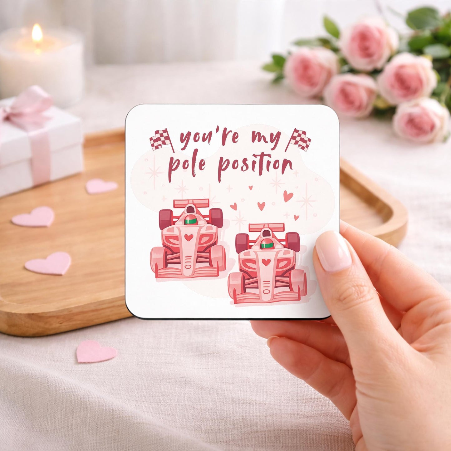 Valentines Formula 1 Mug and Coaster Gift Set | For F1 Lover | 'You're My Pole Position'