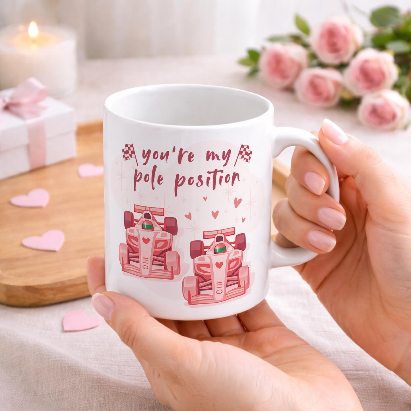 Valentines Formula 1 Mug and Coaster Gift Set | For F1 Lover | 'You're My Pole Position'