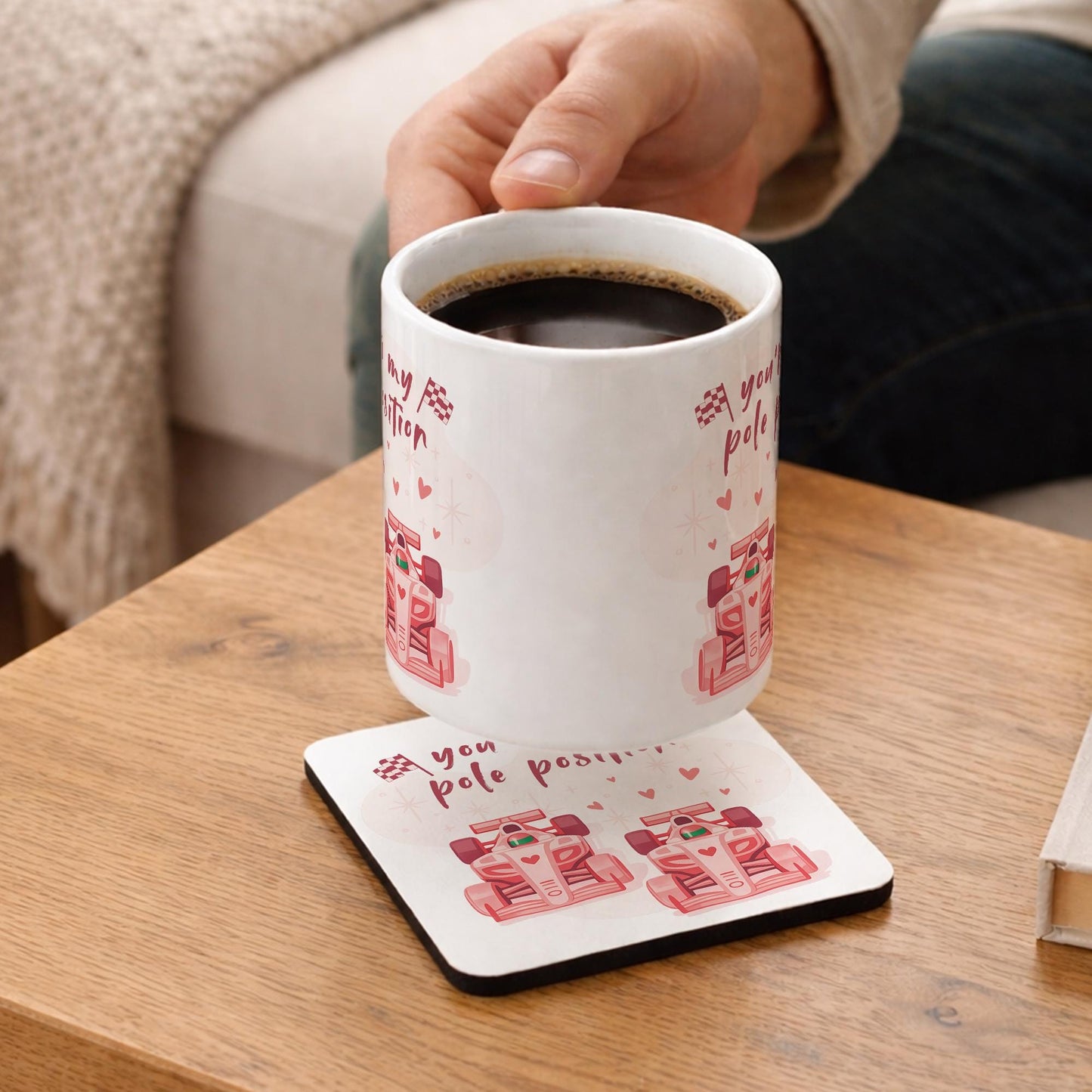 Valentines Formula 1 Mug and Coaster Gift Set | For F1 Lover | 'You're My Pole Position'