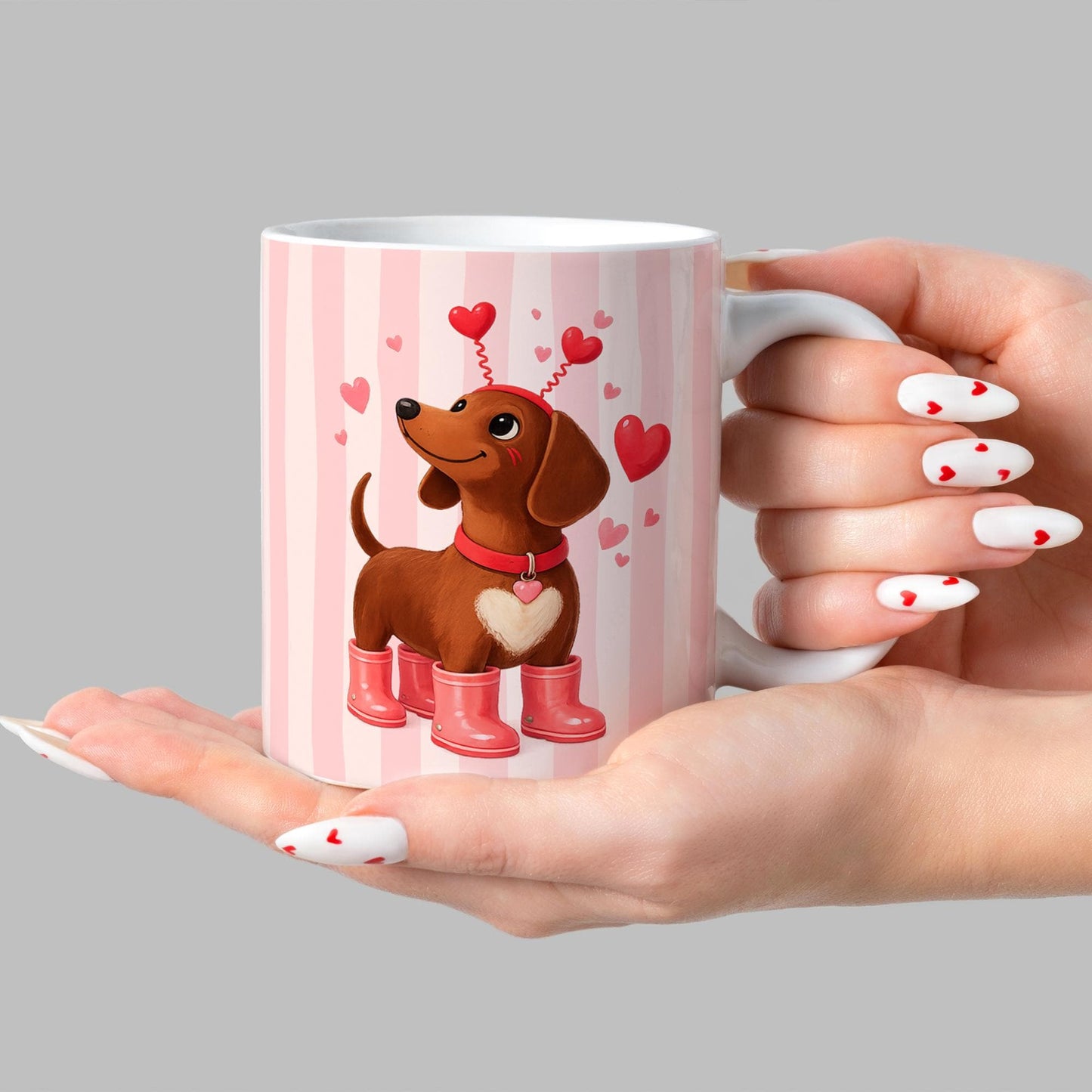 Valentine's Sausage Dog Mug & Coaster Set | Cute Dachshund 'Love You Sausage' Gift for Her