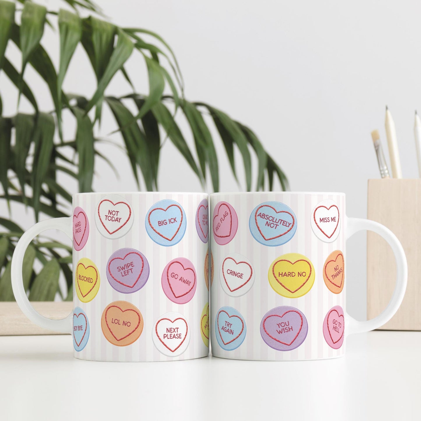 Funny Anti Valentines Mug and Coaster Set | Love Heart Sweet Sarcastic Gift | Galentines Present