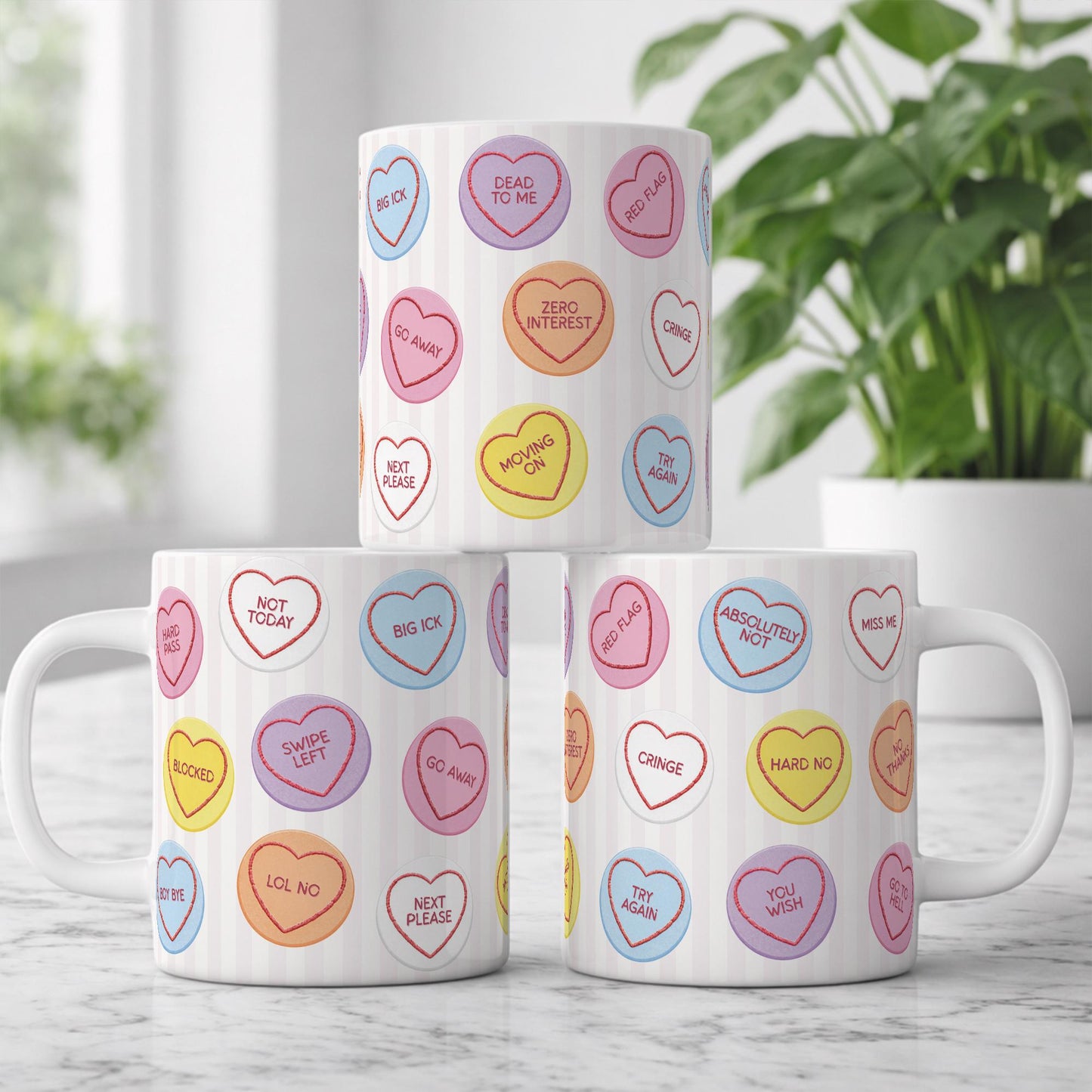 Funny Anti Valentines Mug and Coaster Set | Love Heart Sweet Sarcastic Gift | Galentines Present
