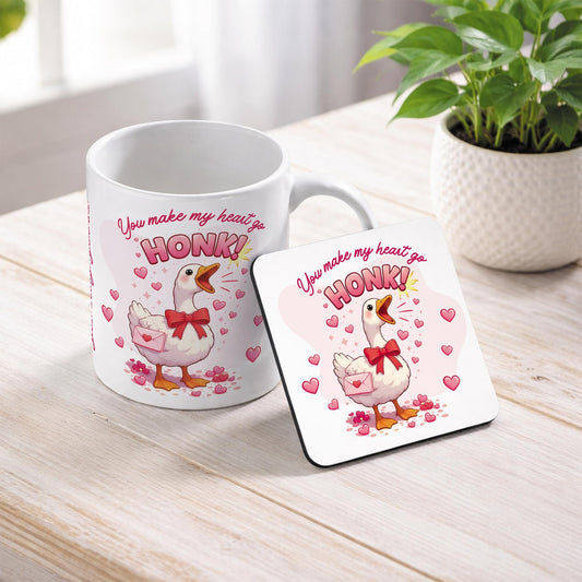 Funny Valentines Mug and Coaster Set | Cute Goose Quote Mug | Gift for Him or Her