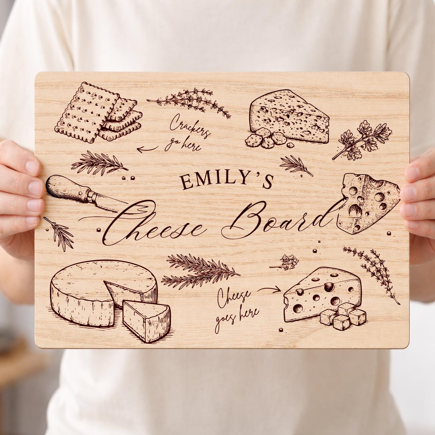 Personalised Wooden Cheese Board with Name  Custom Engraved Cheese Board Gift