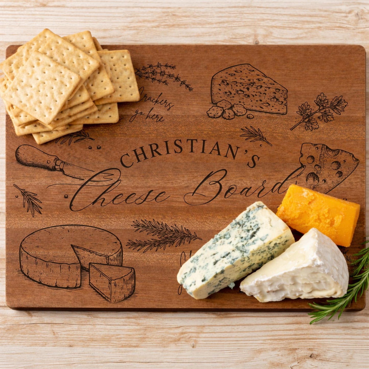 Personalised Wooden Cheese Board with Name  Custom Engraved Cheese Board Gift