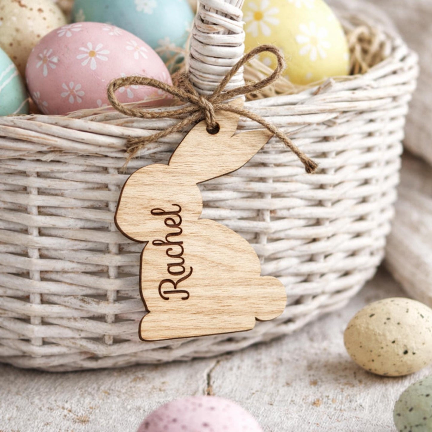 Personalised Easter Bunny Tag | Wooden Easter Basket Name Tag | Custom Easter Gift
