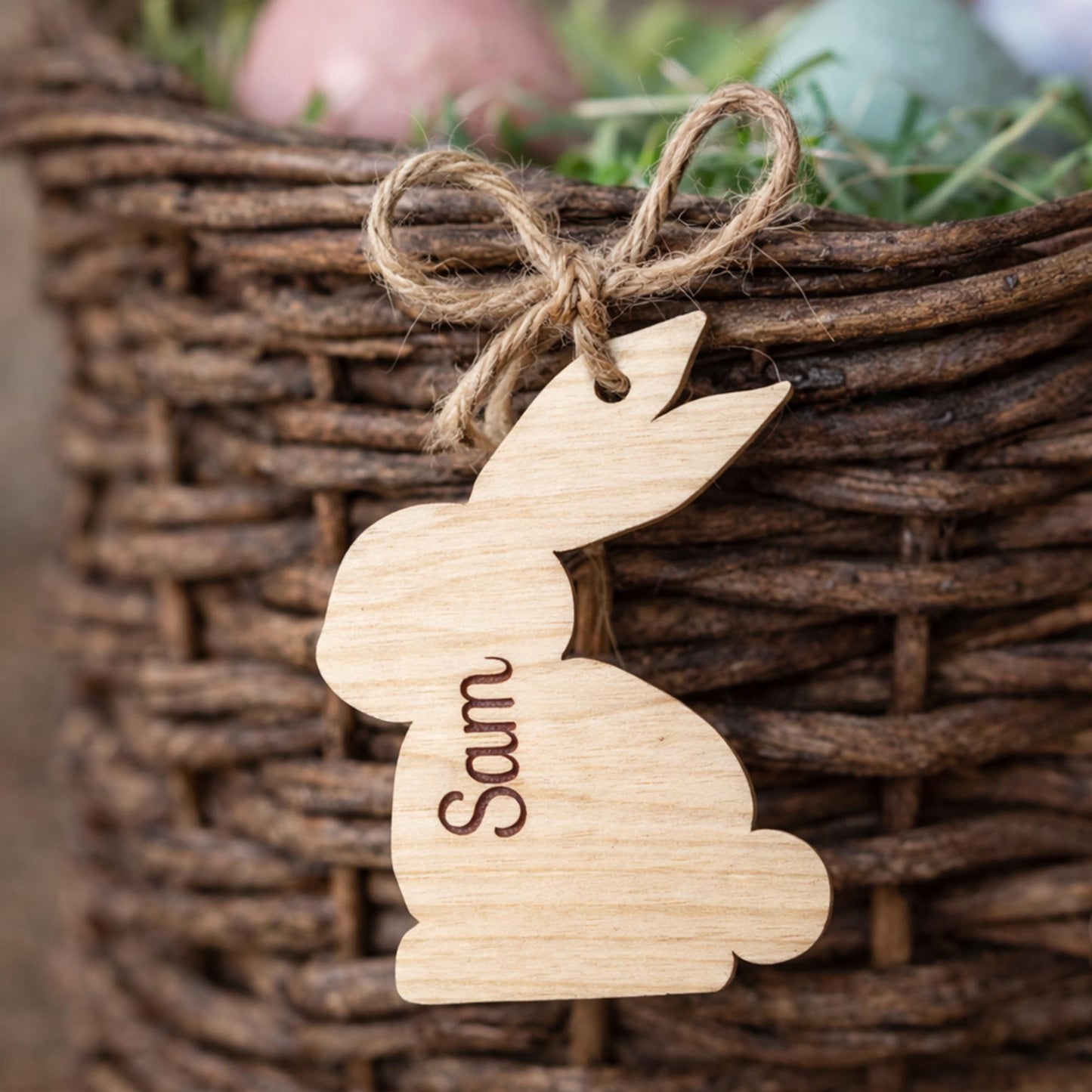 Personalised Easter Bunny Tag | Wooden Easter Basket Name Tag | Custom Easter Gift
