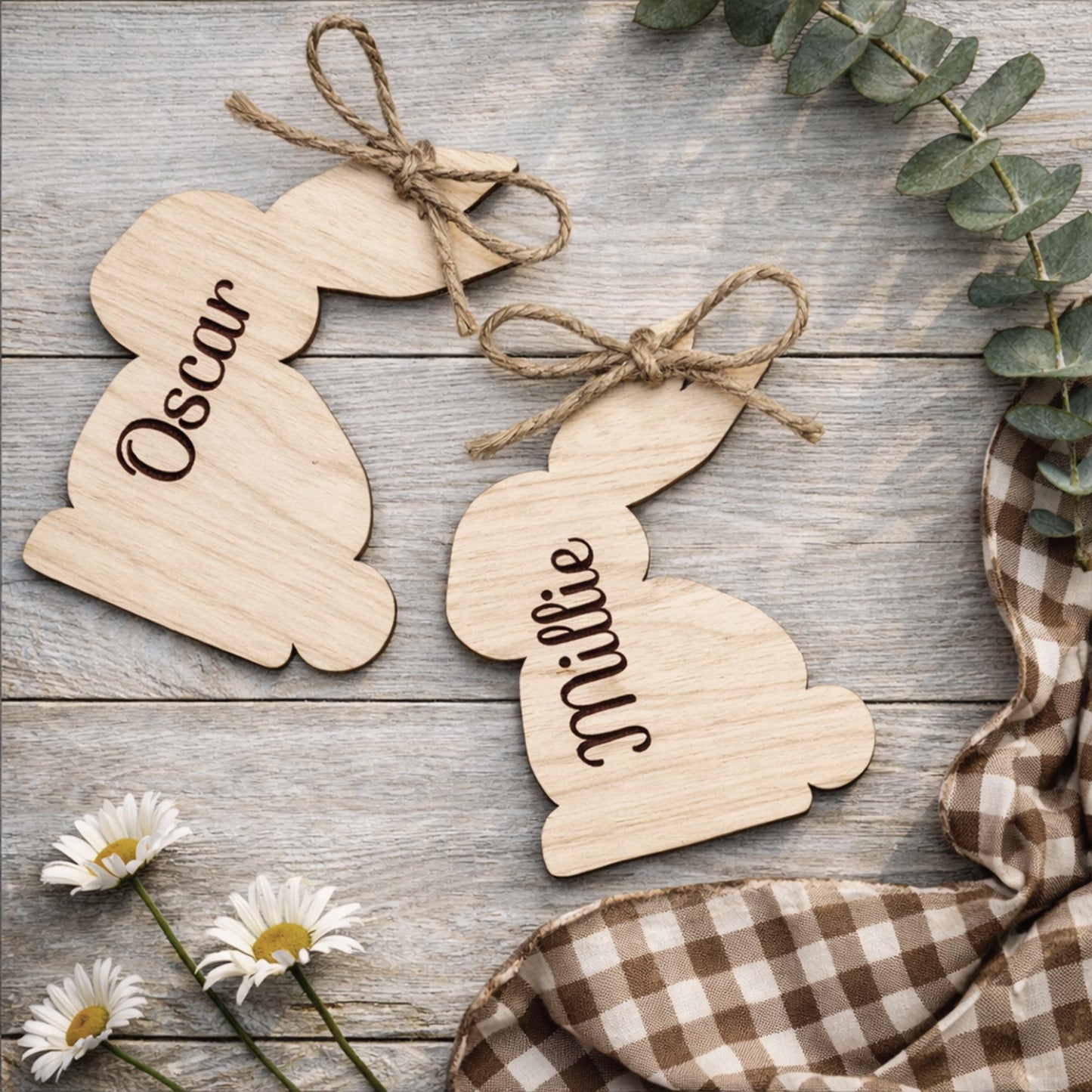 Personalised Easter Bunny Tag | Wooden Easter Basket Name Tag | Custom Easter Gift