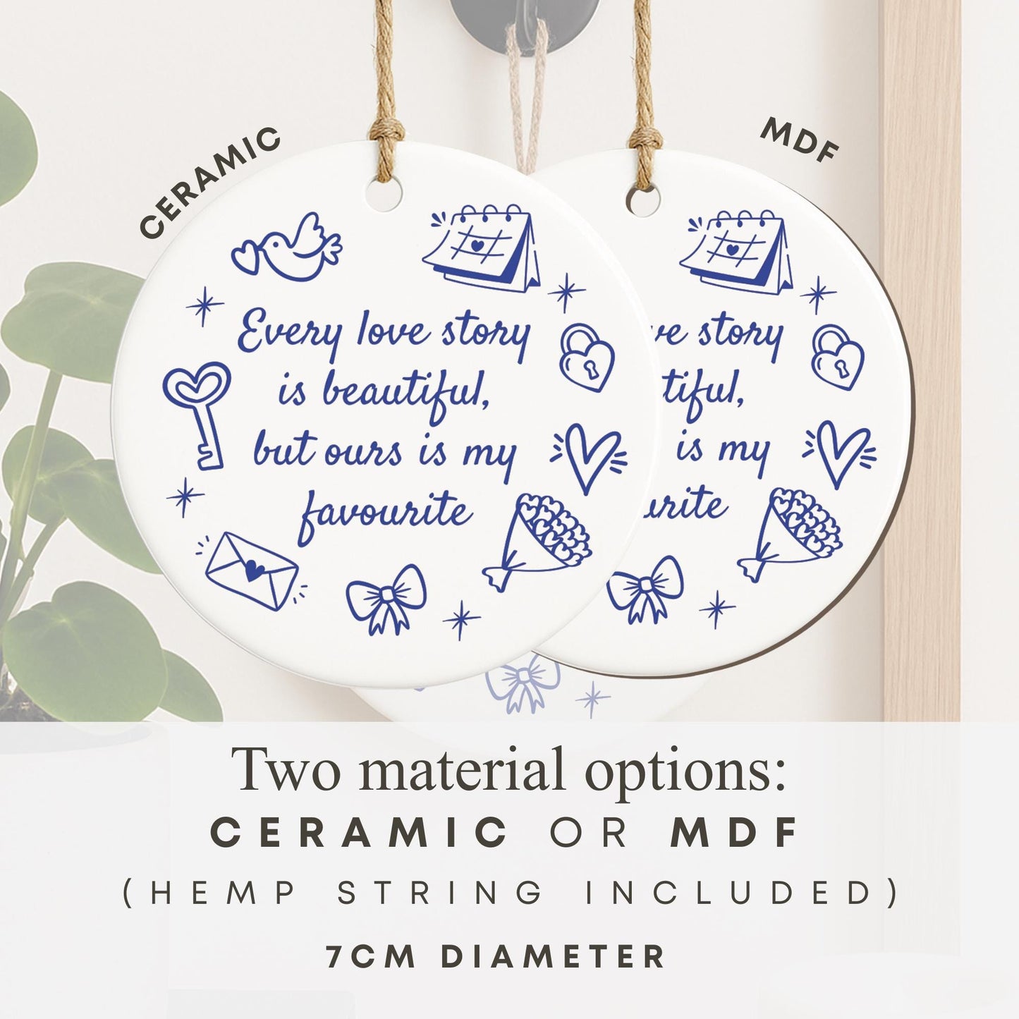 Valentines Day Gift | Every Love Story Quote Hanging Ornament | Thoughtful Couple Keepsake Anniversary Gift