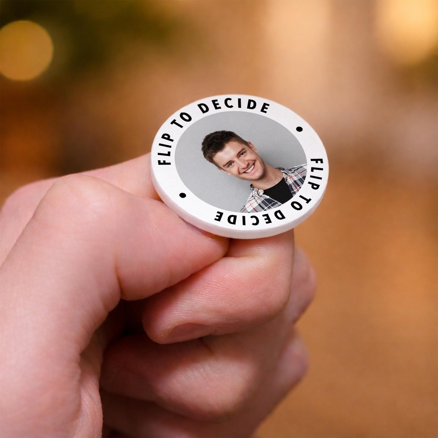 Personalised Decision Coin: Custom Photos, Fate Flip Token for Couples, Gift for Valentine's