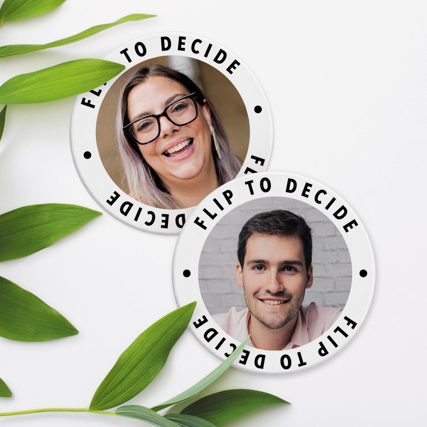 Personalised Decision Coin: Custom Photos, Fate Flip Token for Couples, Gift for Valentine's