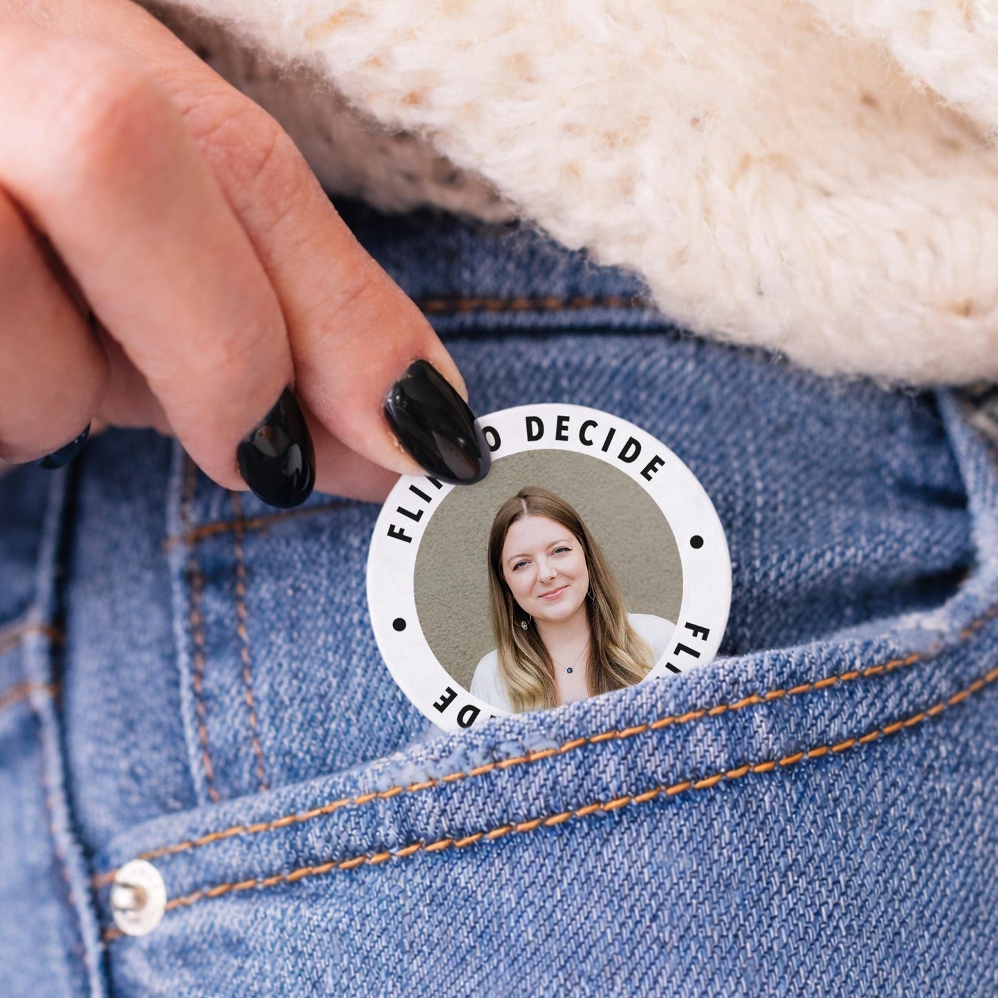Personalised Decision Coin: Custom Photos, Fate Flip Token for Couples, Gift for Valentine's
